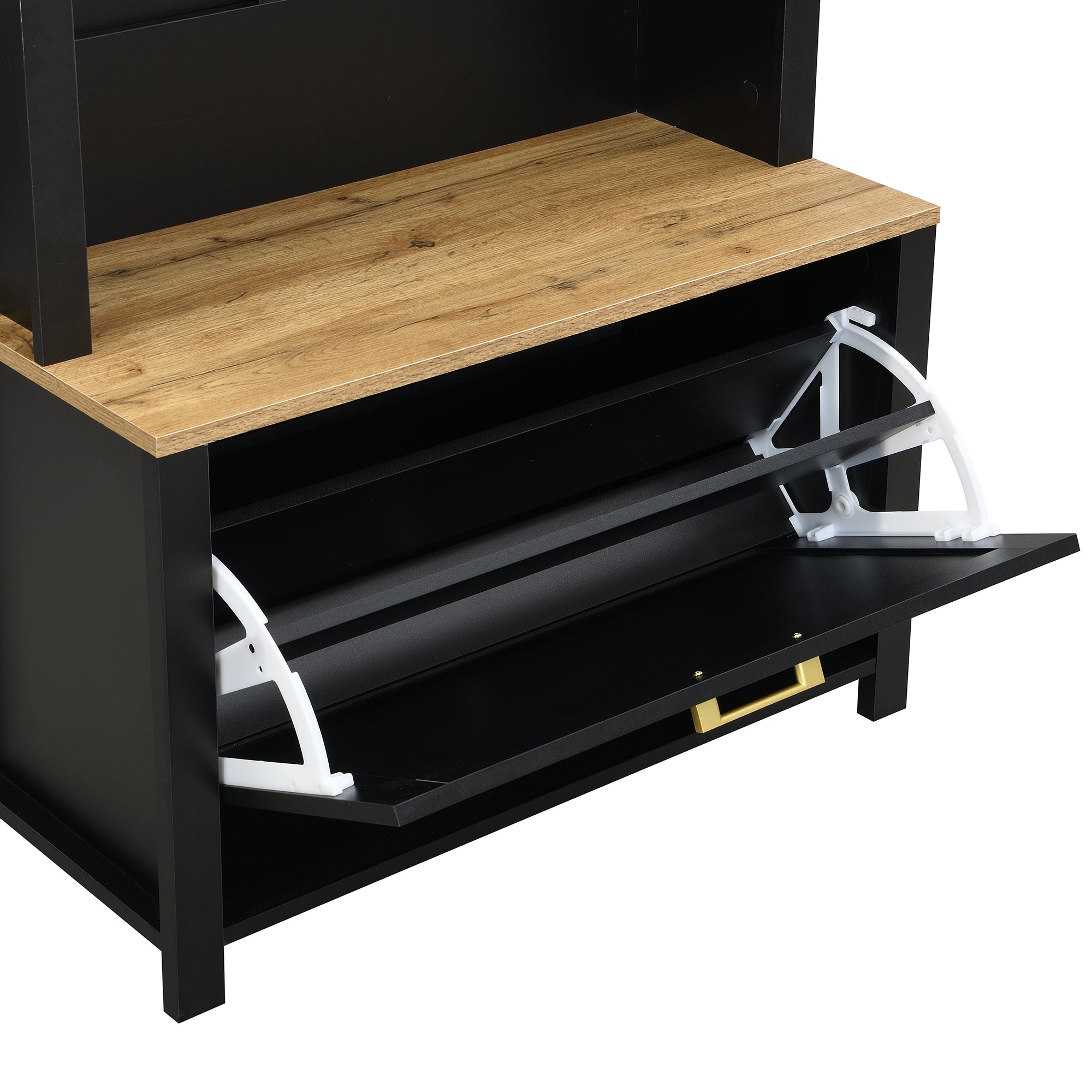 Logidon Garderobekast Zwart 75x35x195 cm Halboom met Schoenenrek