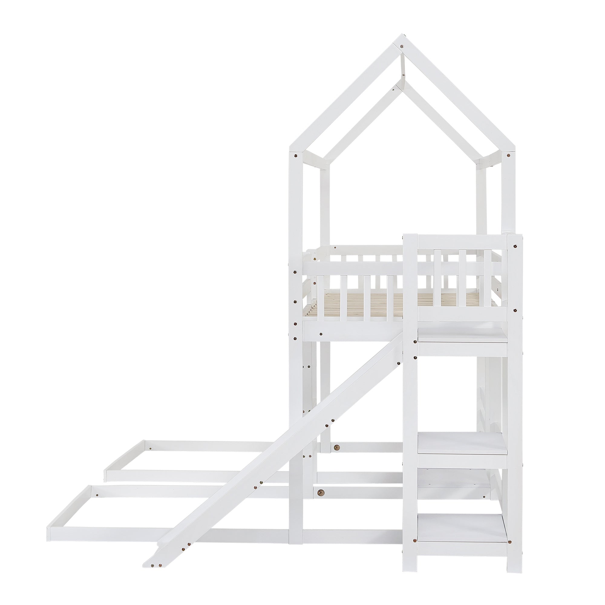 Logidon stapelbed met glijbaan wit 90x200cm drietrapsladder