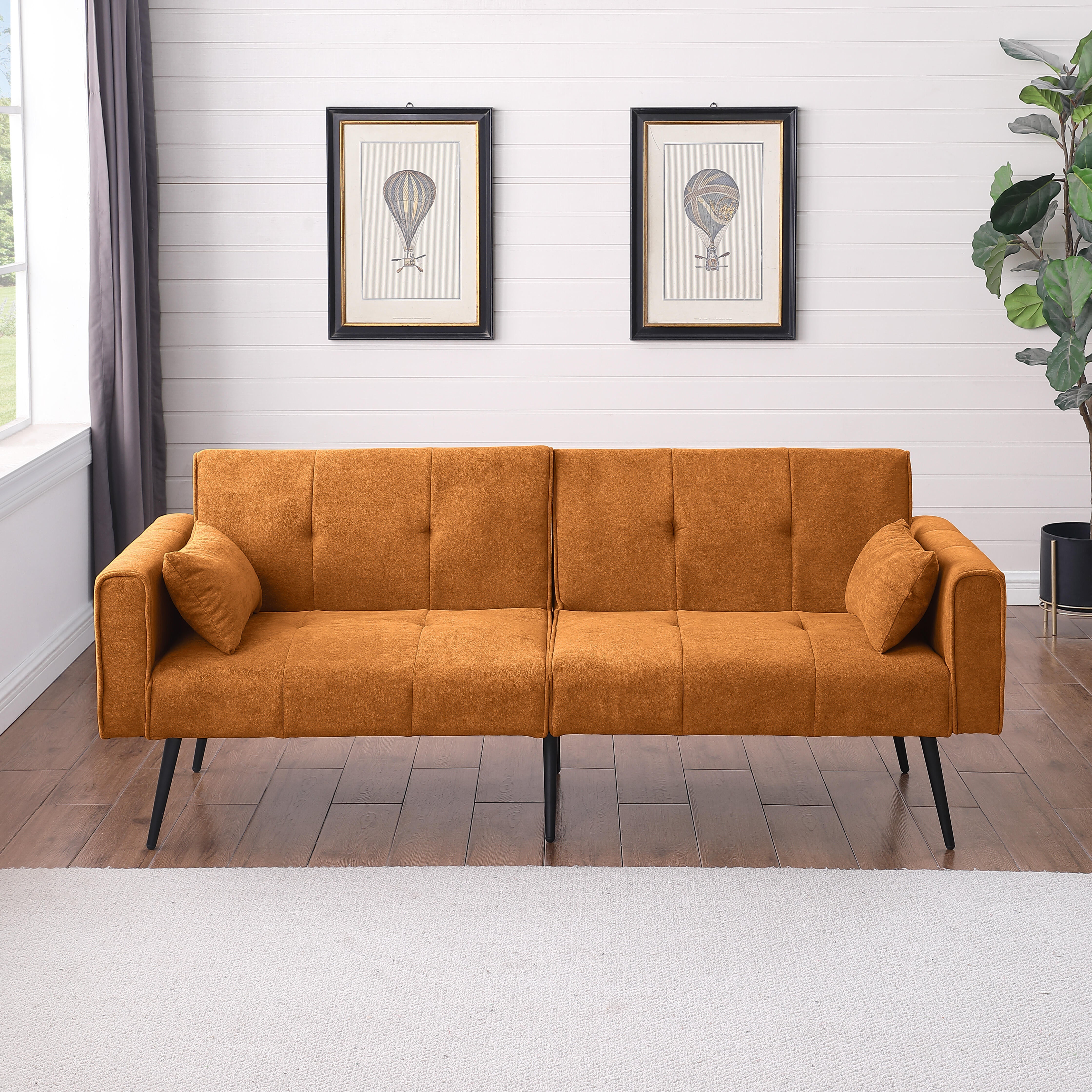 Logidon gele stoffen slaapbank 68 inch modulair voor woonkamer
