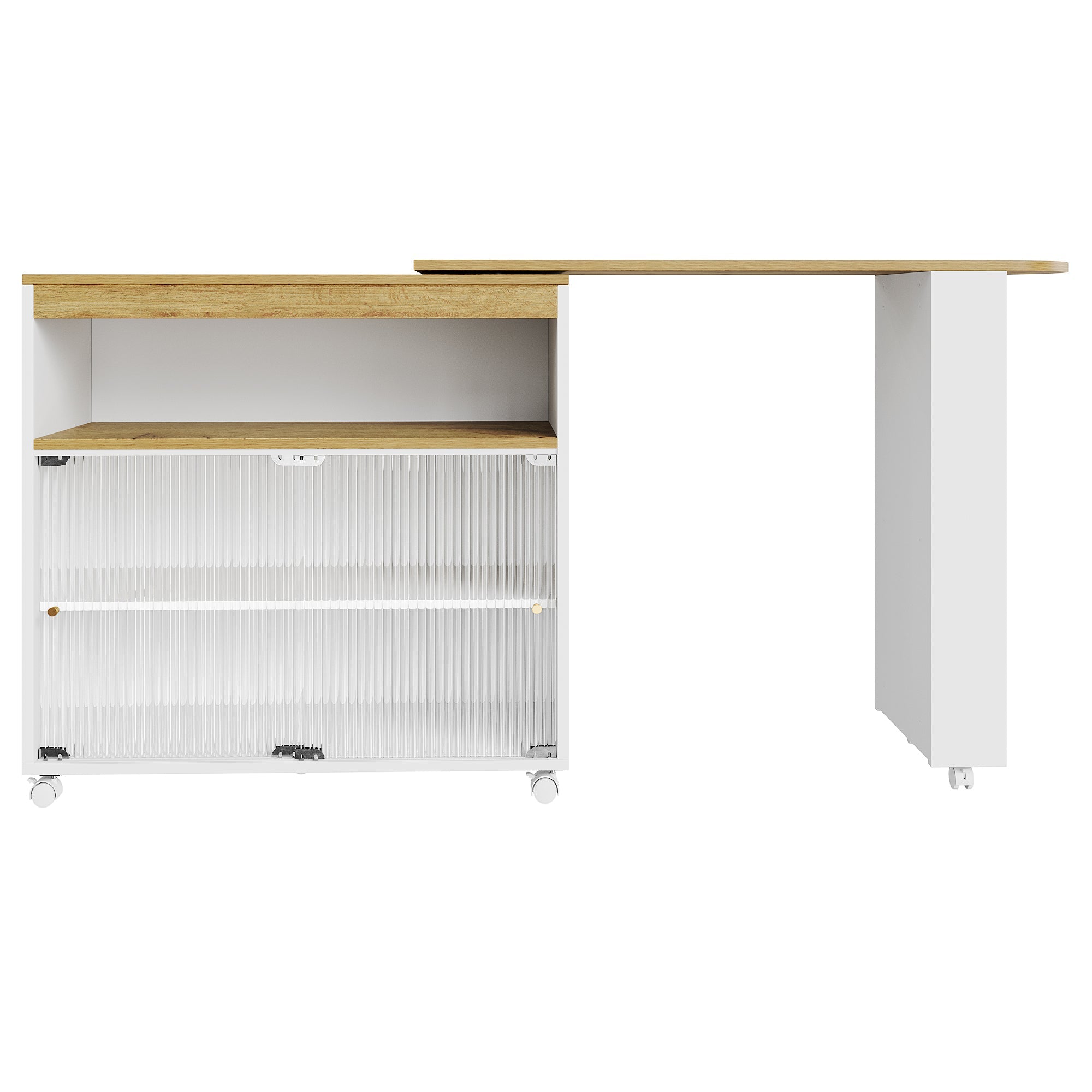 Logidon Uitschuifbare bartafel met opbergruimte LED Wit 138-204 cm
