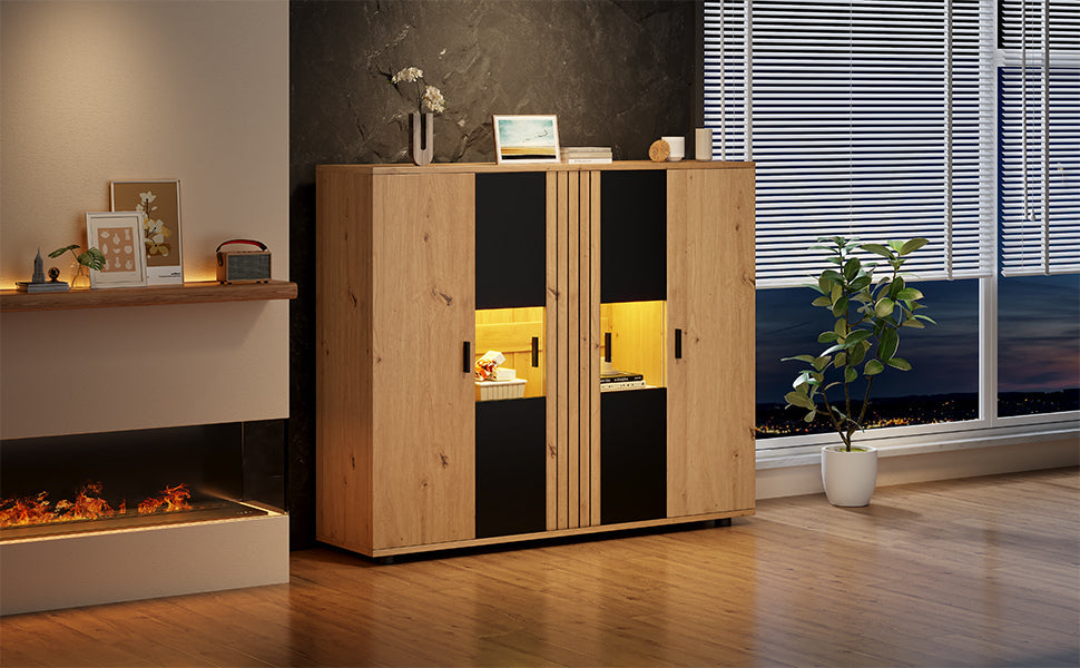 Logidon sideboard 140 x 35 x 113 cm Adjustable dividers 4 doors