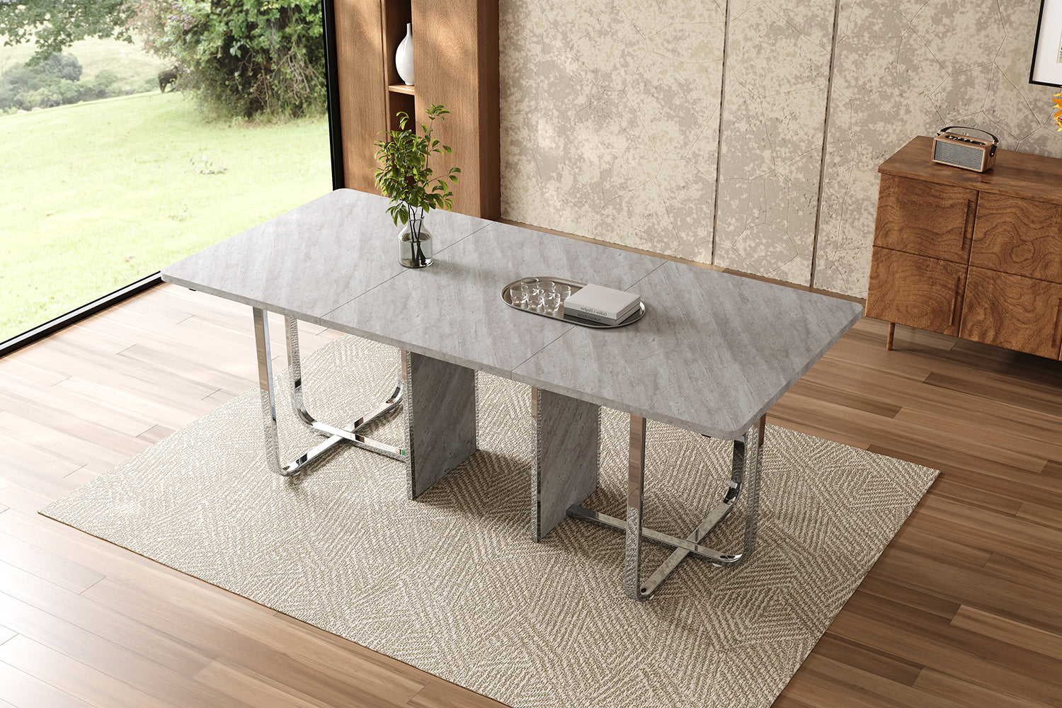 Logidon eettafel 180x80 cm grijs met metalen poten moderne tafel
