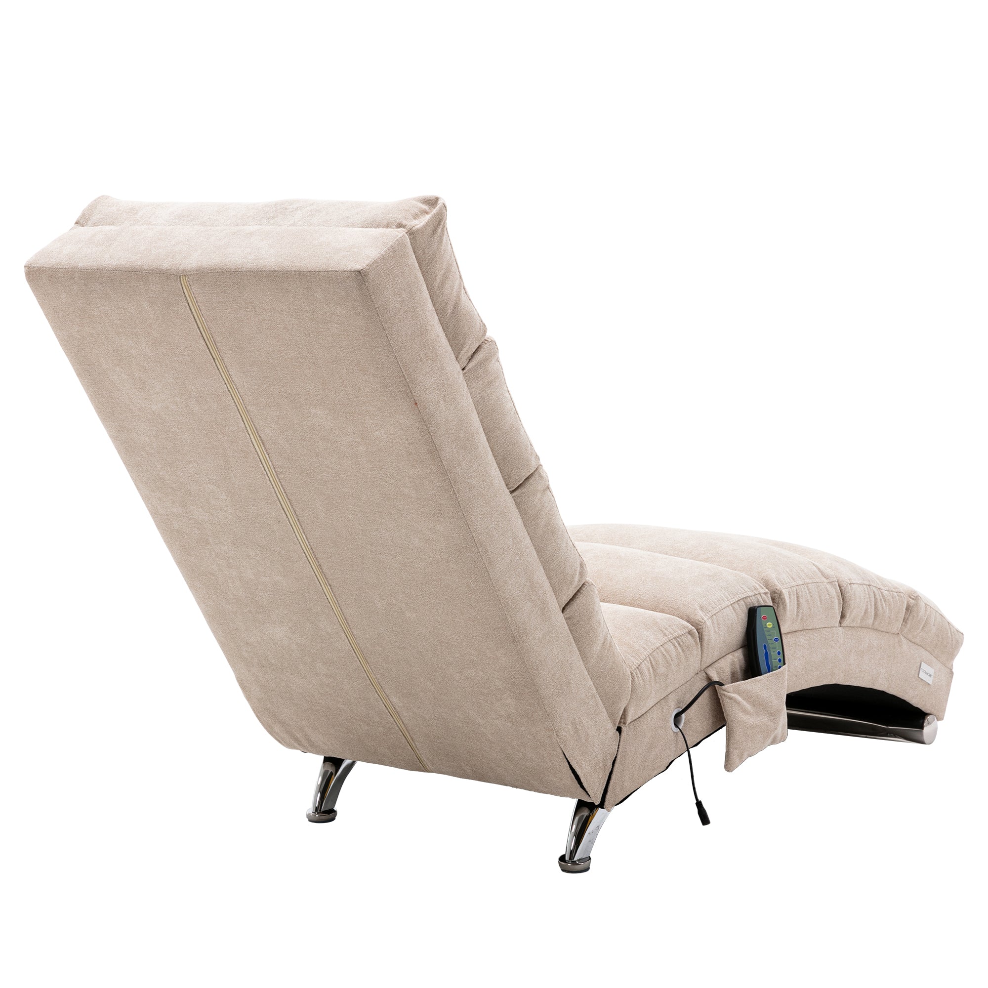 Logidon Linnen Massage Chaise Longue Beige met Afstandsbediening