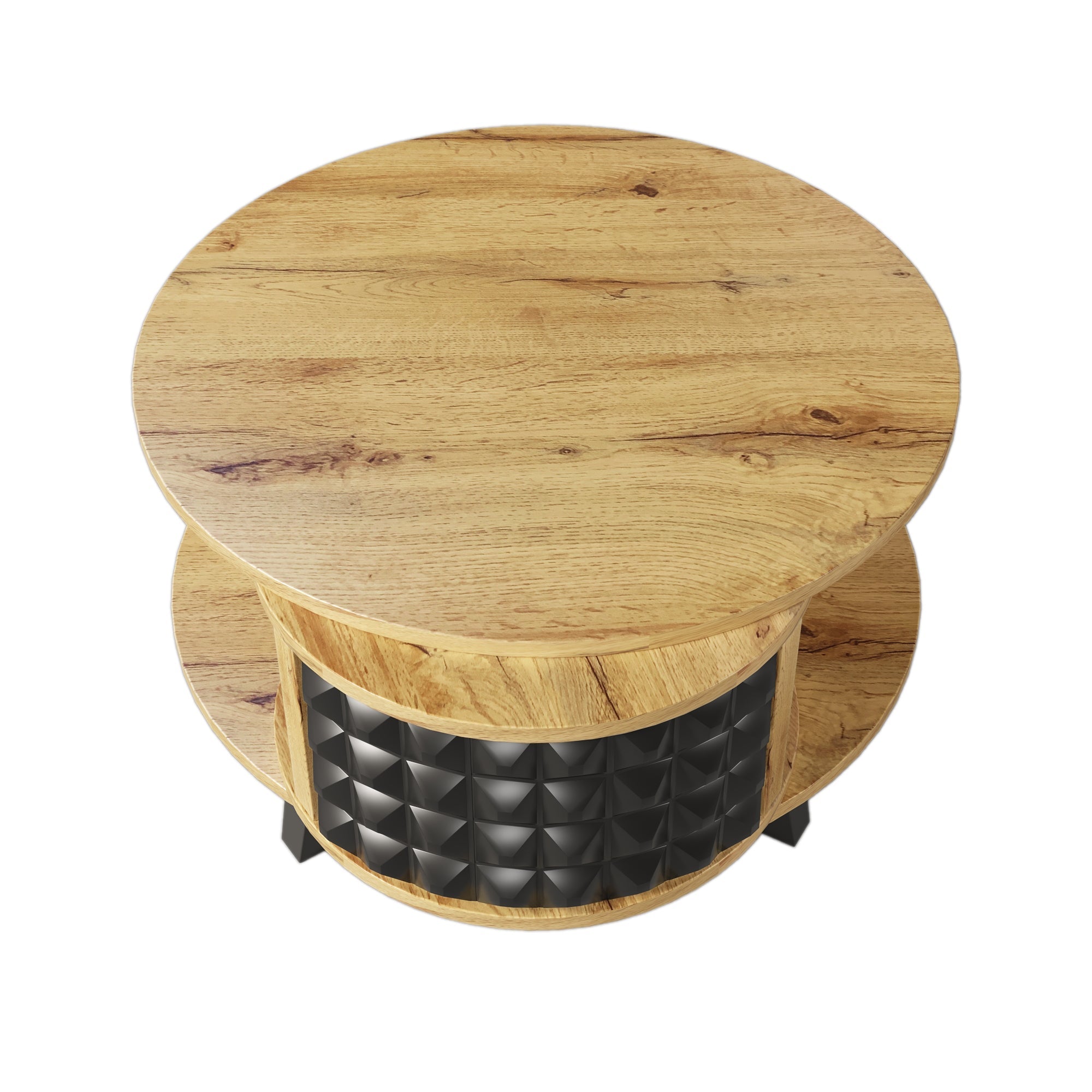 Logidon turntable with hidden shelf natural wood look 85x80x45 cm
