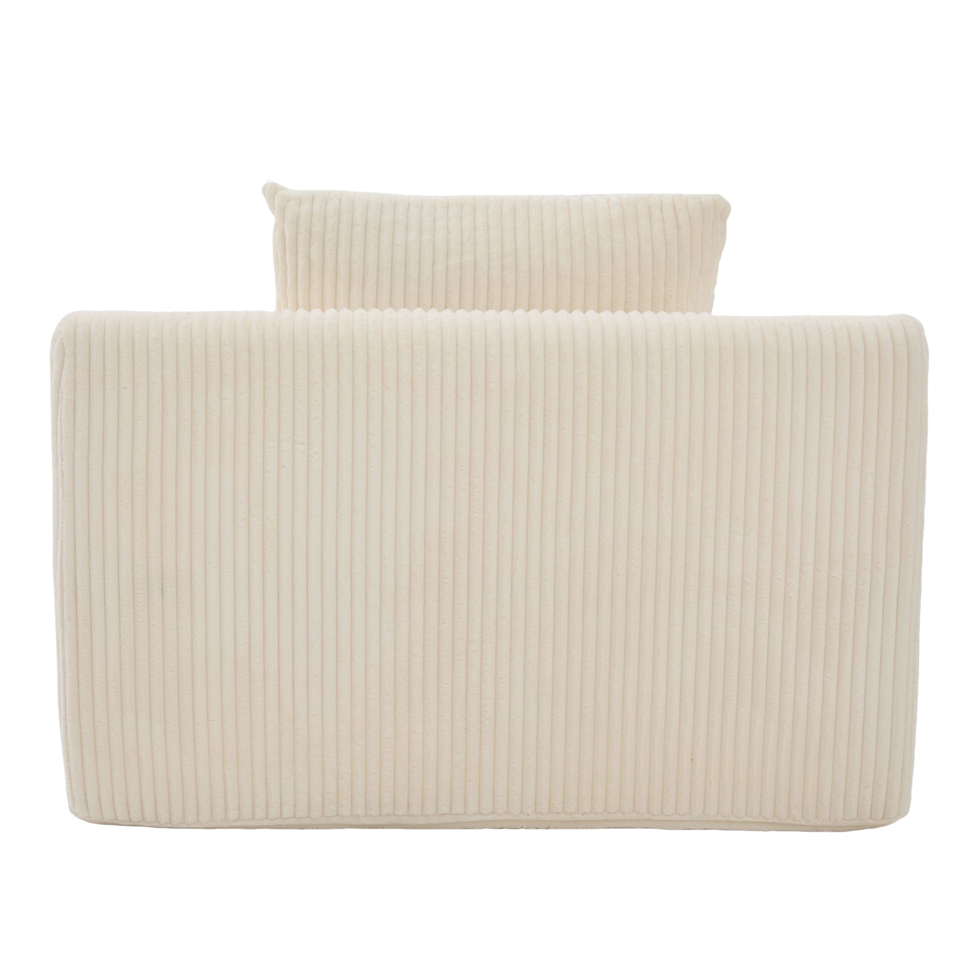 Logidon Oversized Corduroy Velvet Armchair Beige with Footstool and Cushion