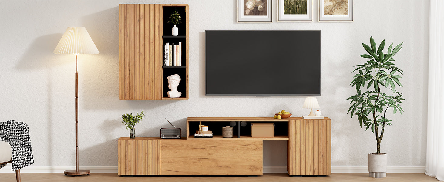 Logidon TV wall unit set display case two parts up to 265 cm oak black
