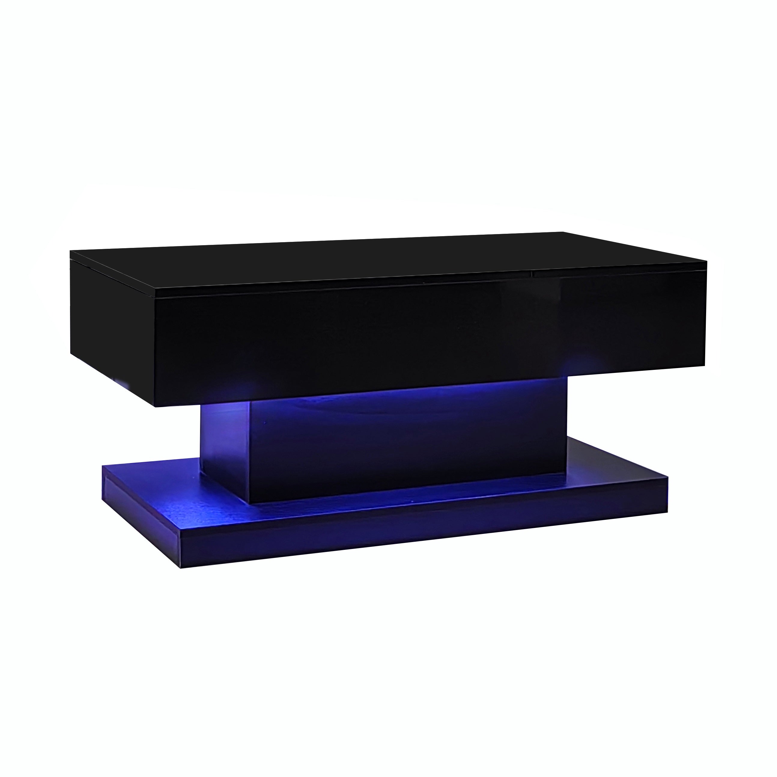Logidon hoogglans liftsalontafel zwart 100x50x45 cm LED-verlichting