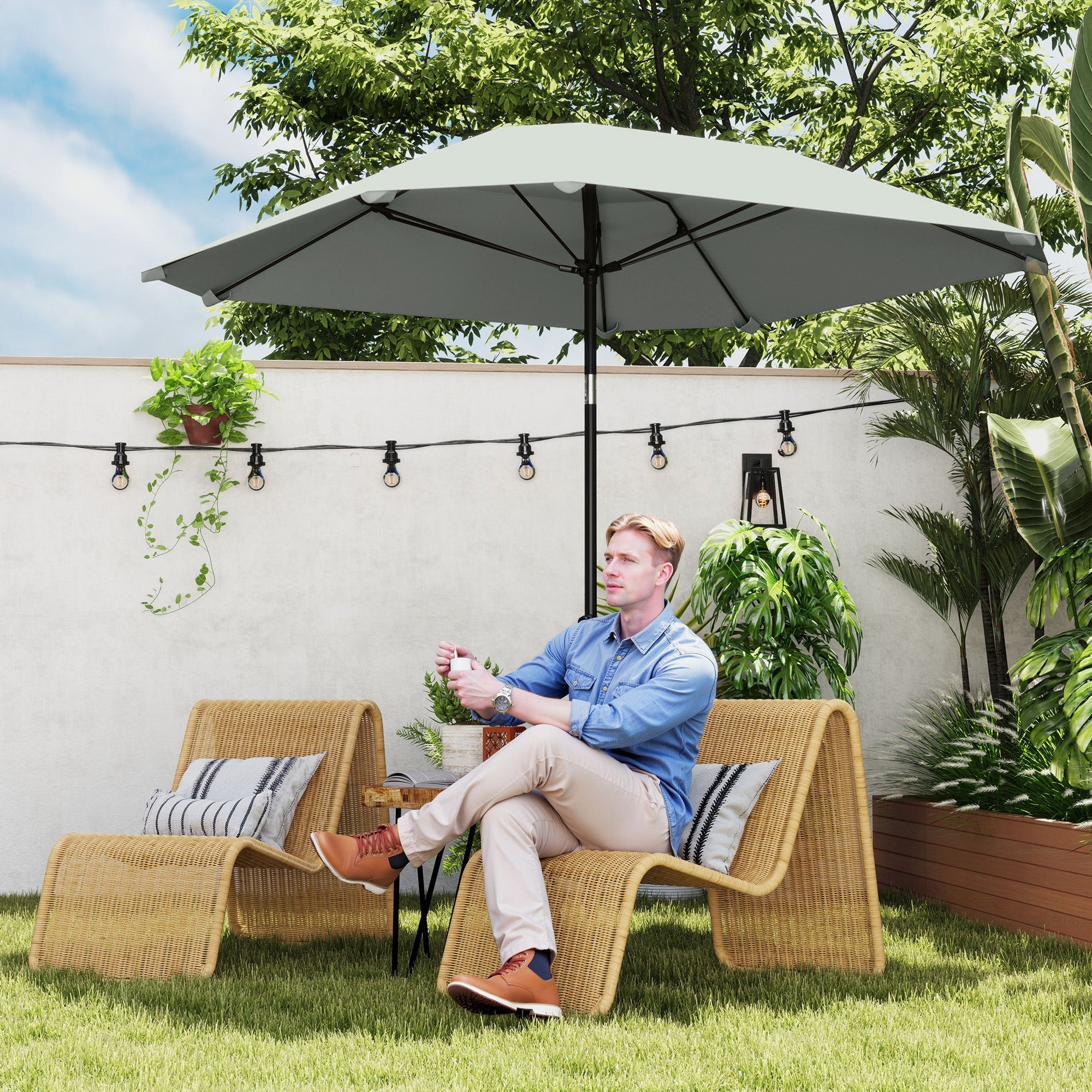 Logidon parasol Ø233 cm vouwfunctie achthoekig donkergrijs