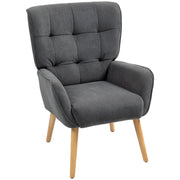 Logidon Velvet Look Relaxstoel Grijs Met Houten Poten Hoge Rug