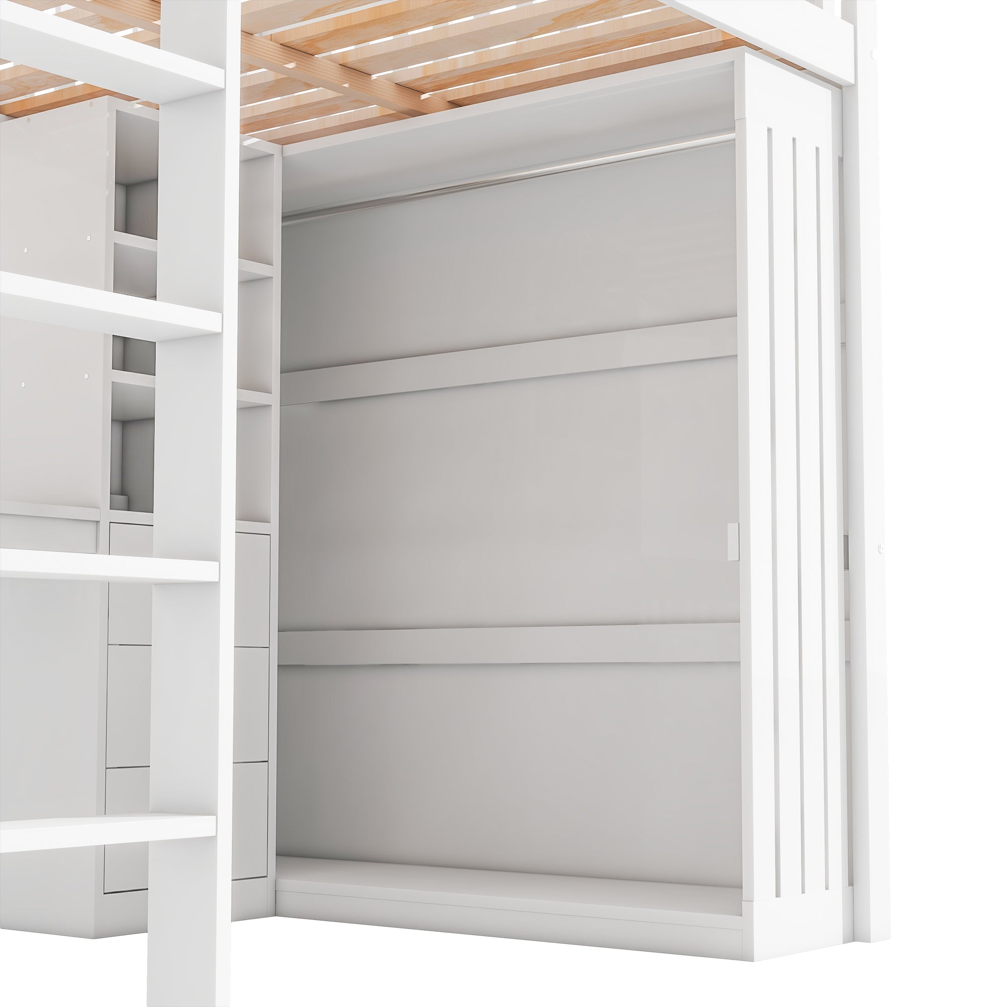 Logidon hoogslaper 140x200 wit met bureau kledingkast trap