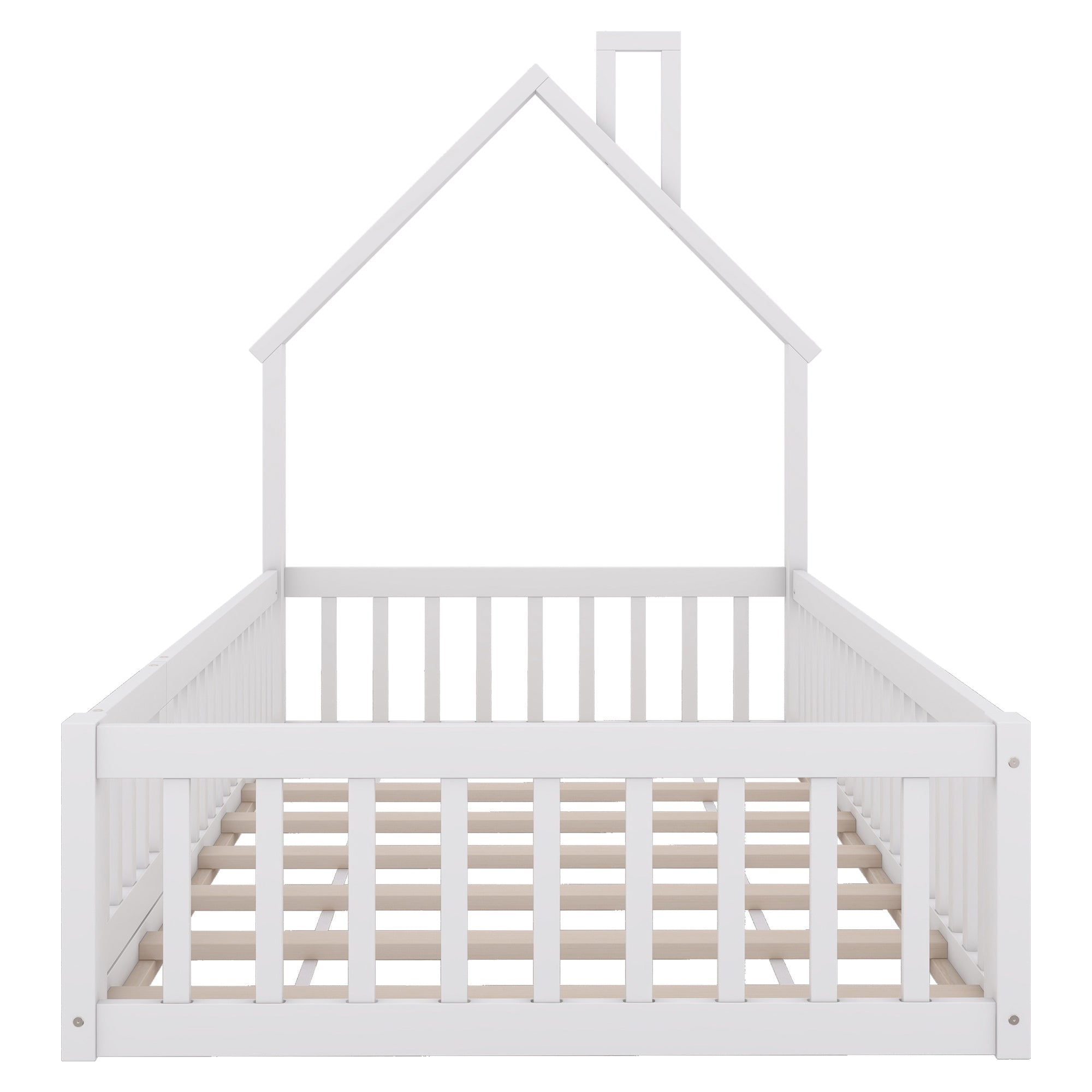 Logidon huisbed 90x200 cm schoorsteenvorm wit grenenhout