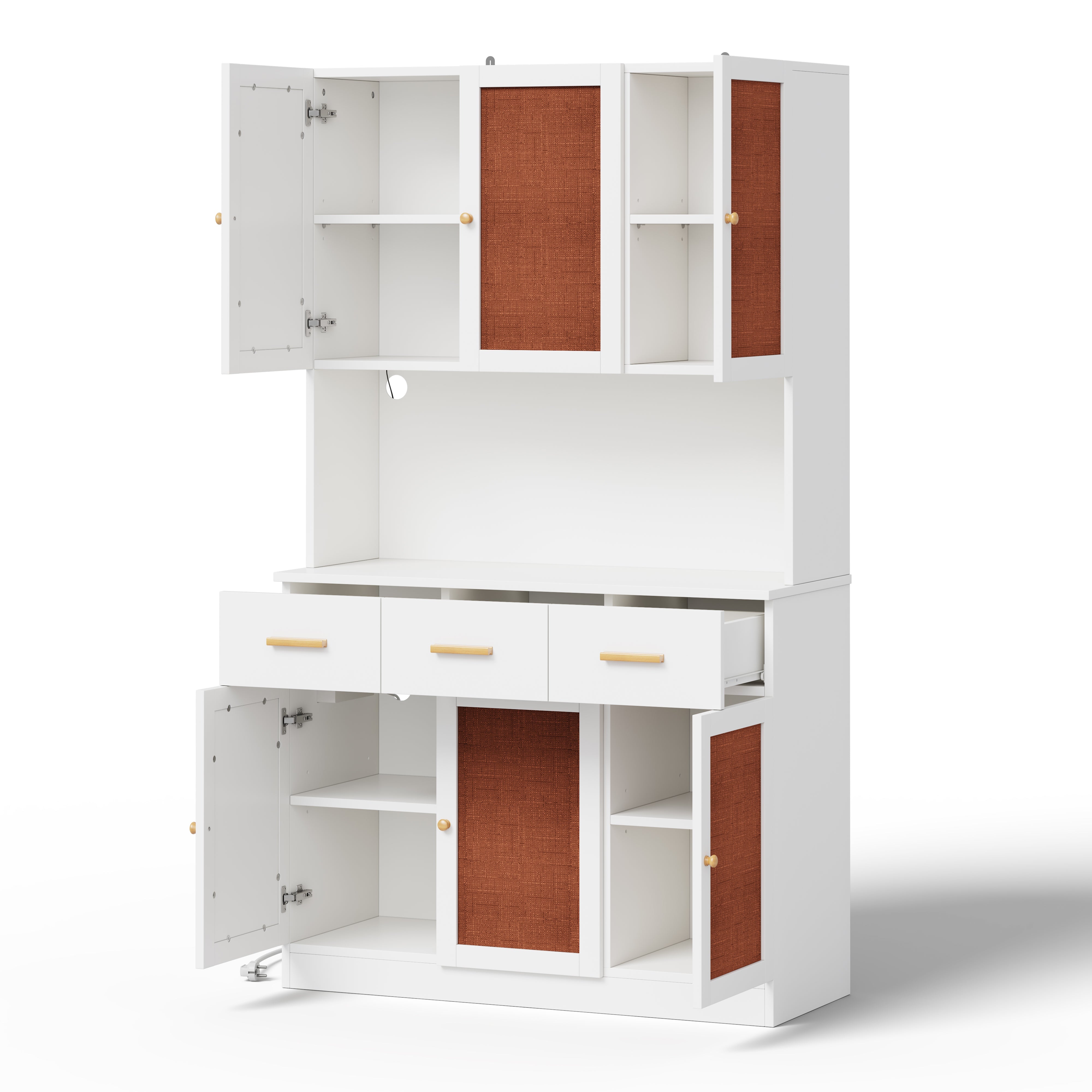 Logidon keukenbuffetkast 182 cm wit LED-verlichting stopcontact