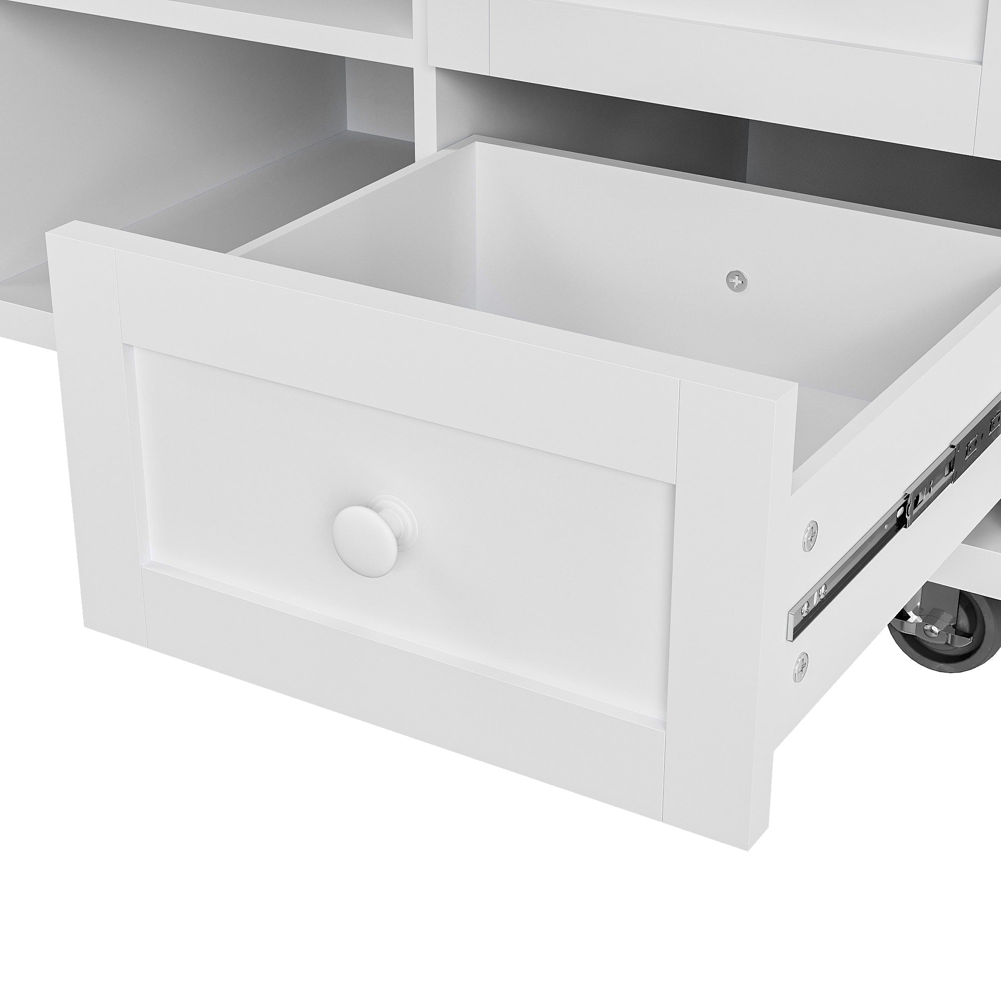 Logidon eettafelwagen 134x46x92 moderne witte keukenwagen voor tweeërlei gebruik