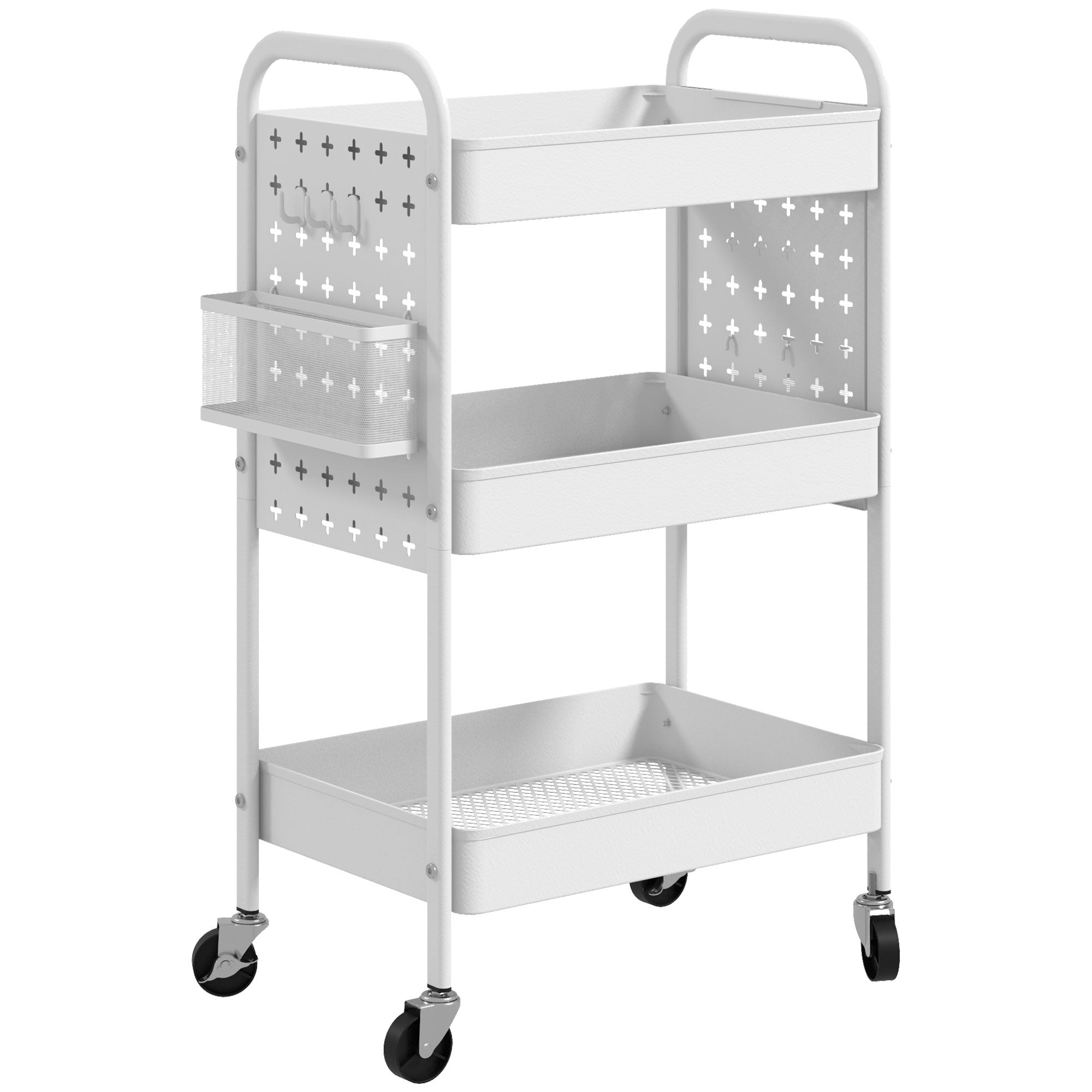 Logidon serveerwagen trolley met 3 etages en 2 hangmanden wit