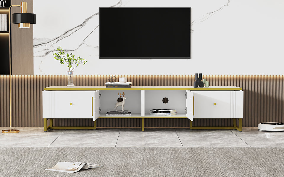 Logidon Elegant Wit TV-meubel 180x40x40 cm Gouden Trim