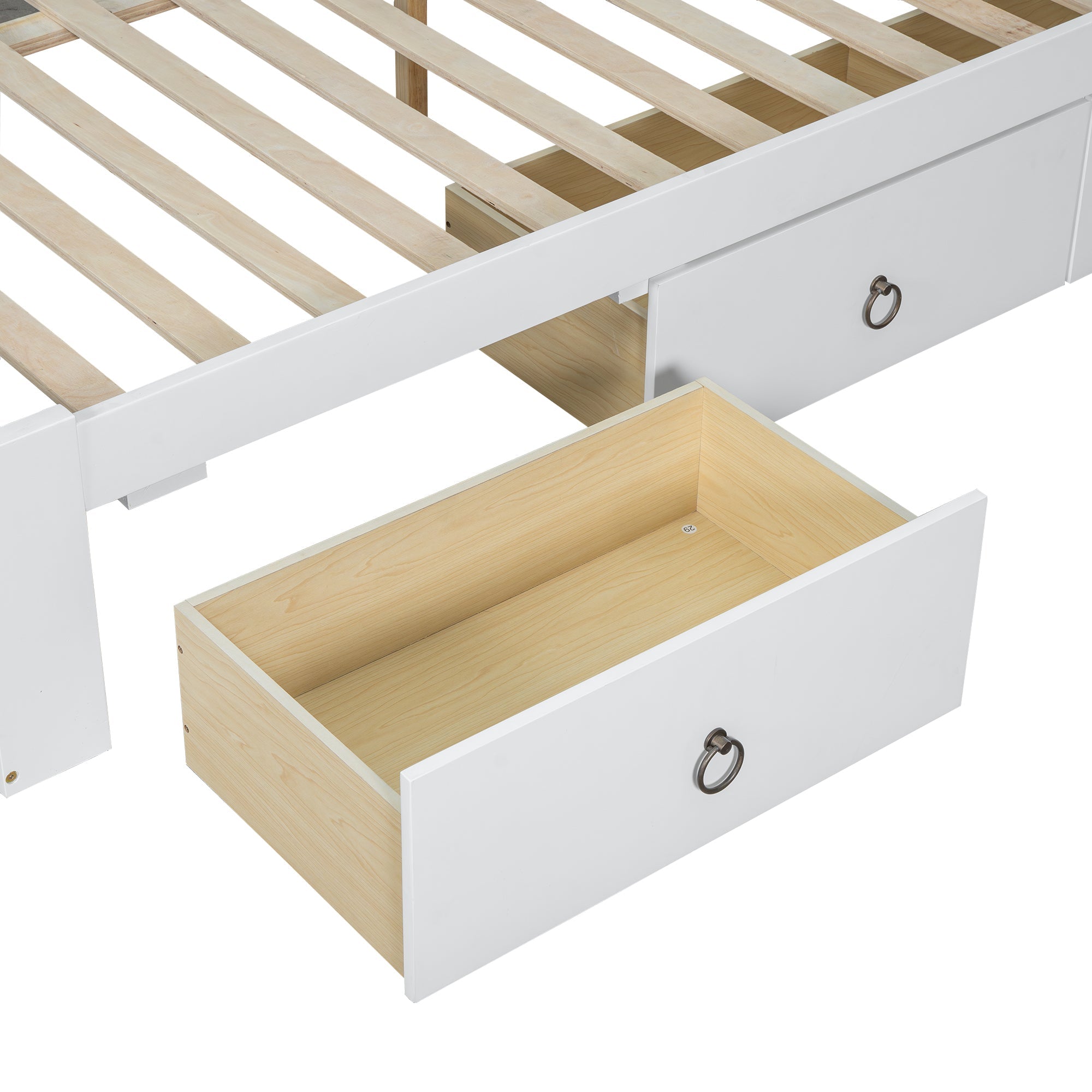 Logidon tweepersoonsbed 160x200 witgrijs, open plank en drie lades
