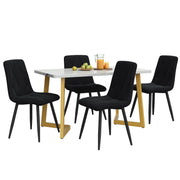 Logidon eetgroep 117x68 cm met 4 zwart fluwelen stoelen en gouden poten