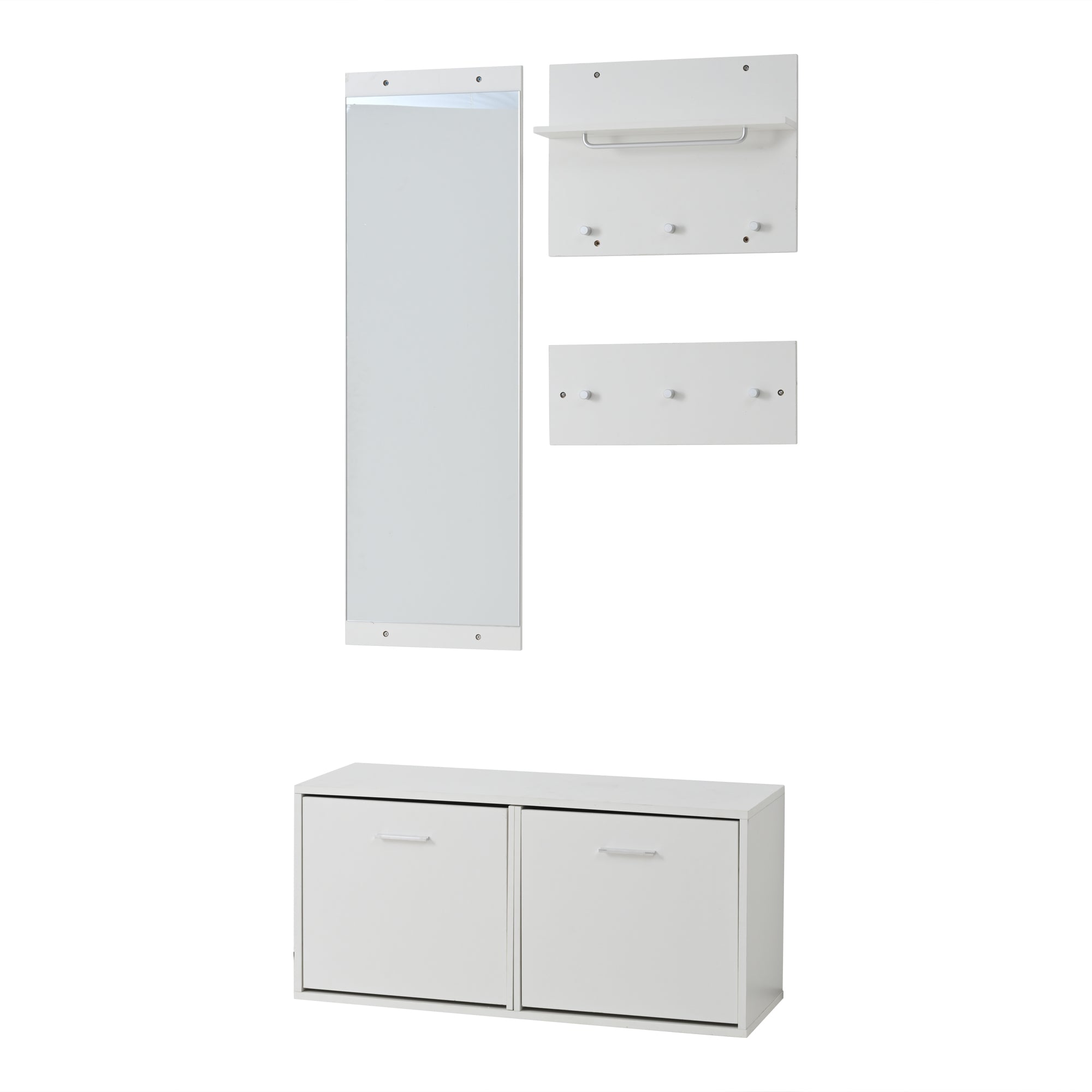 Logidon kledingkastset 4-delige spiegel schoenenkast wit 90x30x41,5 cm