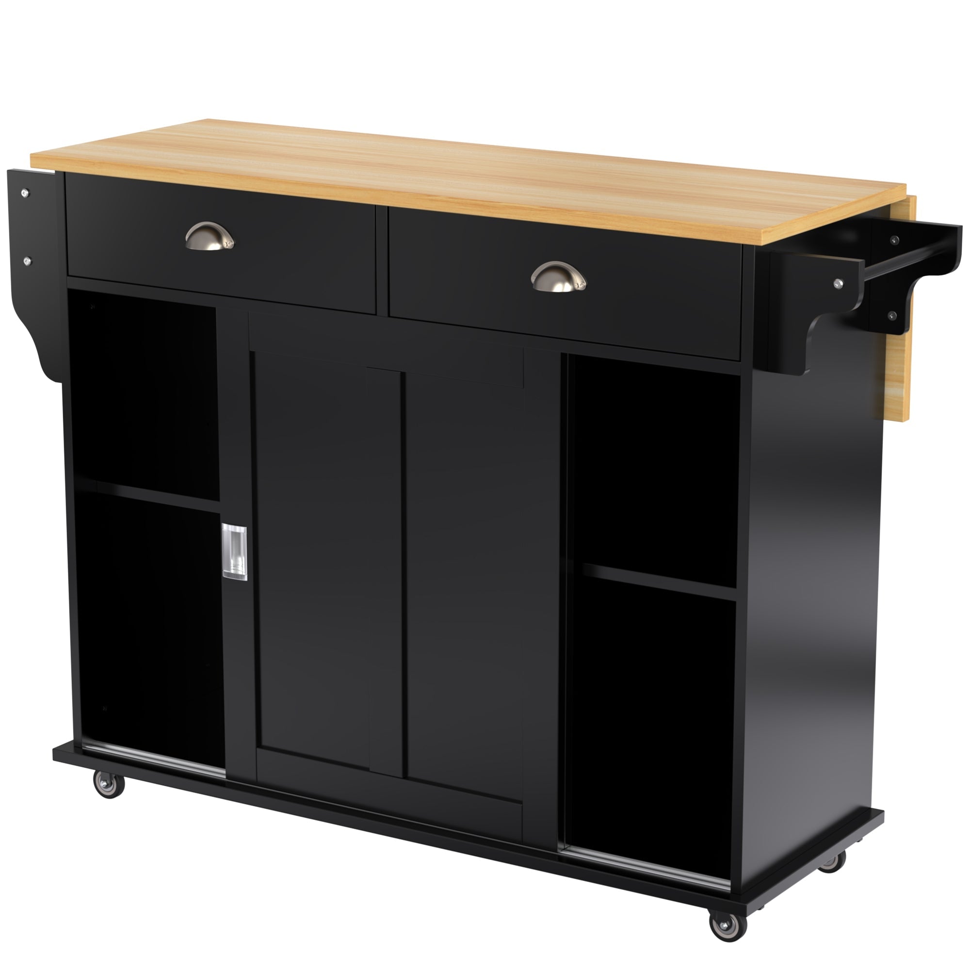 Logidon Sideboard Dining Room Trolley 112x70x94 cm Black Folding Plate
