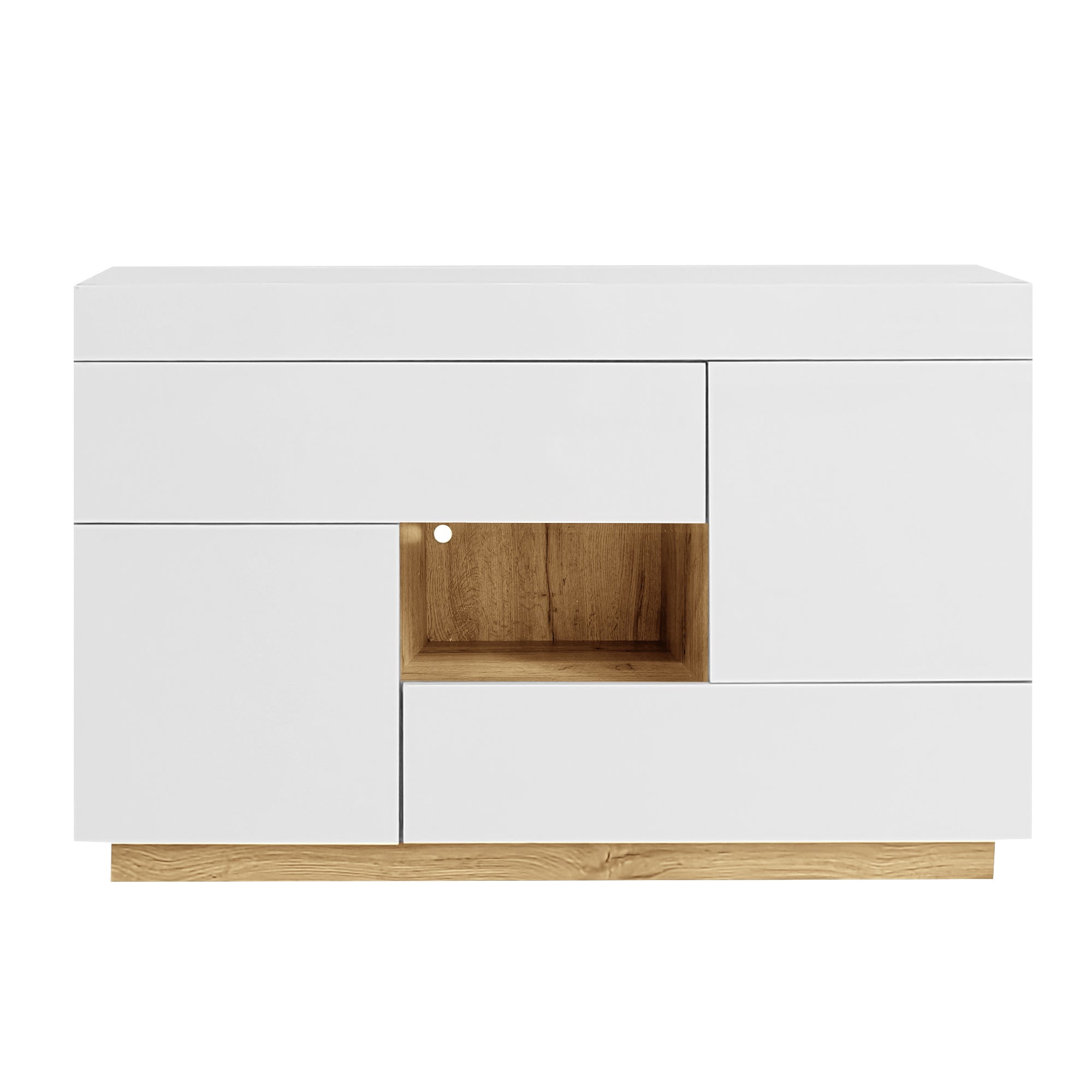 Logidon dressoir hoogglans wit vitrinekast LED 16 kleuren 120x37x76,5 cm