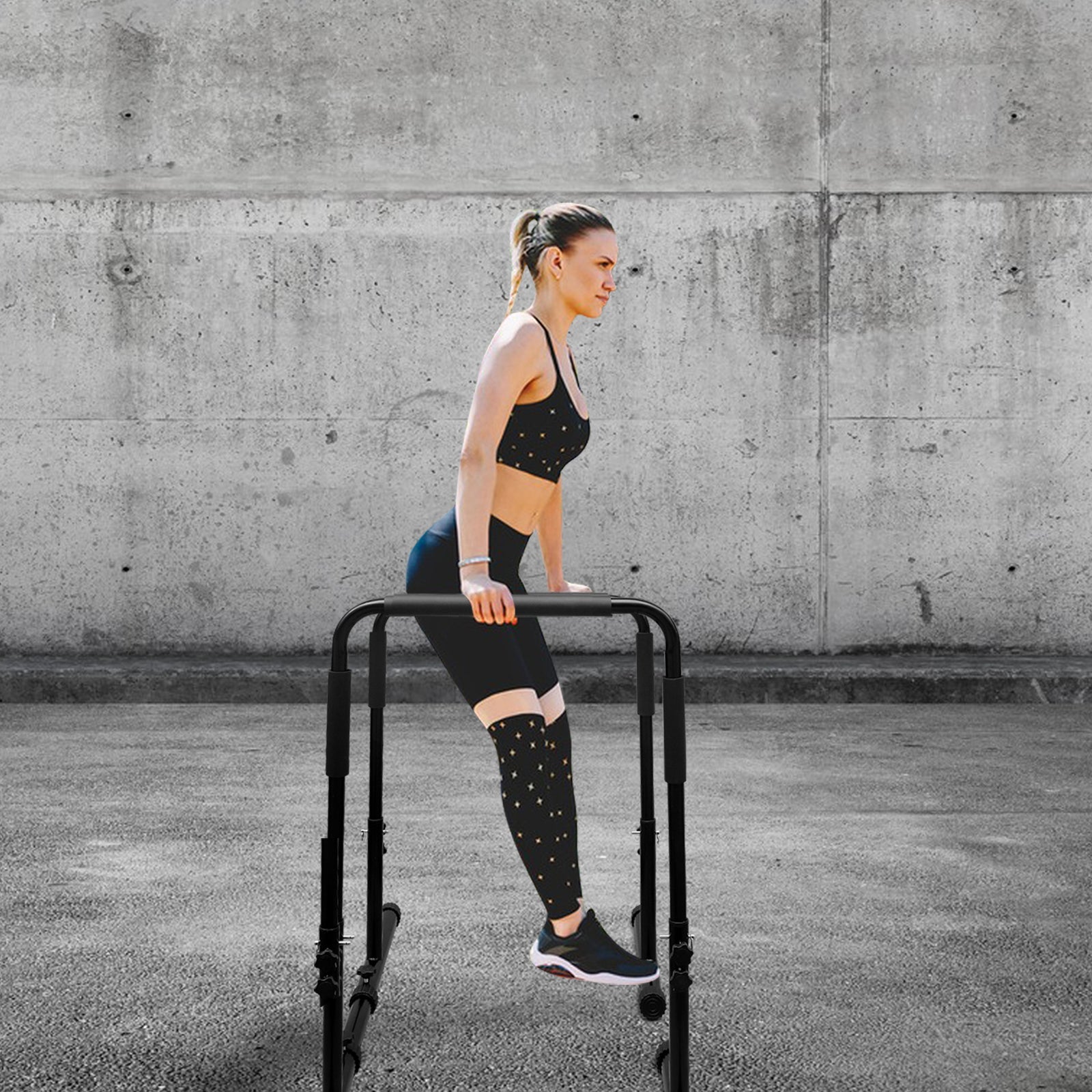 Logidon Adjustable Dip Station with Parallettes - Stable and Robust