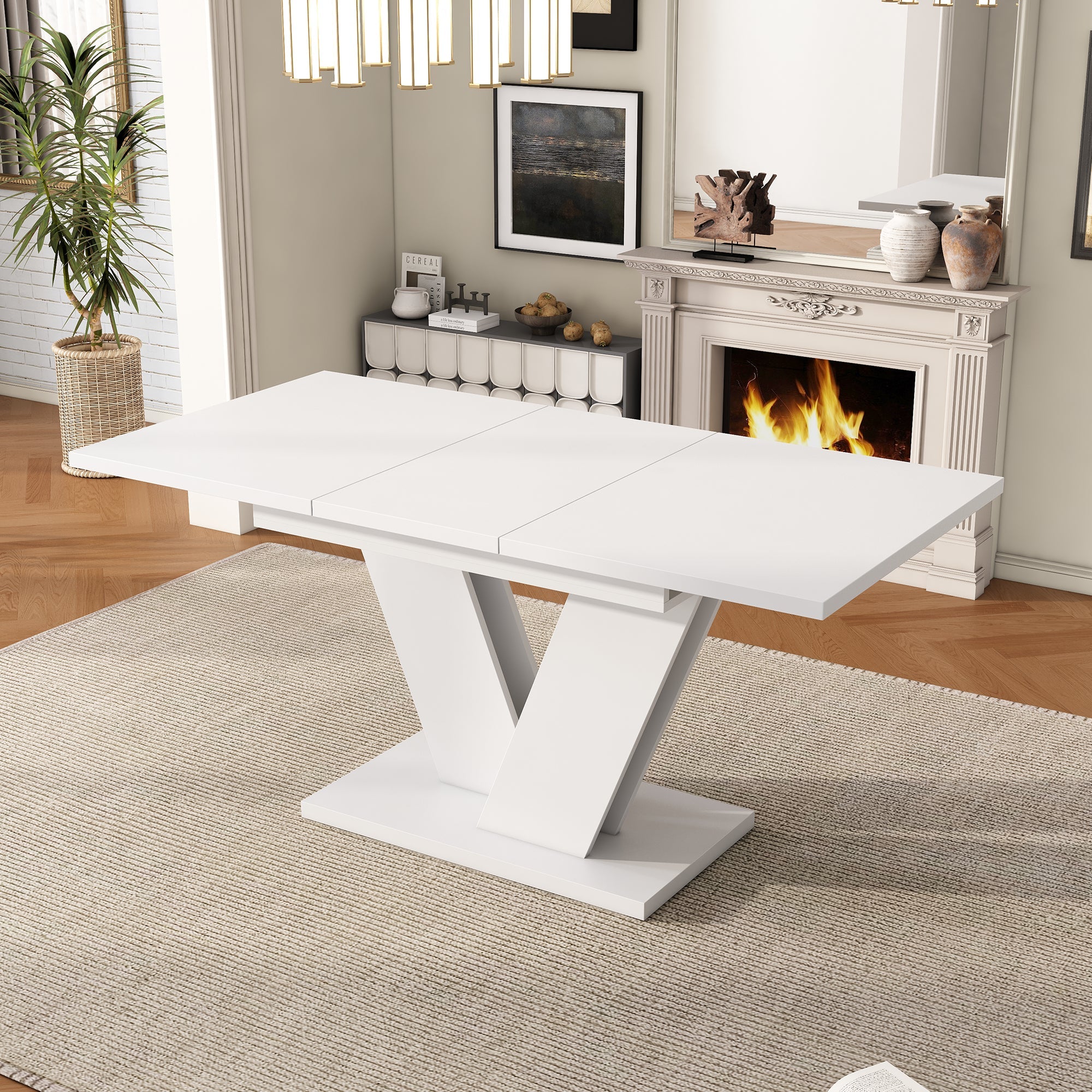Logidon Uitschuifbare eettafel Wit MDF 160 80 Verdikt blad