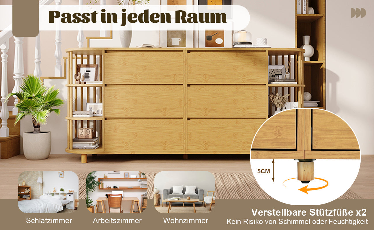 Logidon ladekast 160 cm eiken - Romeins design, 6 laden
