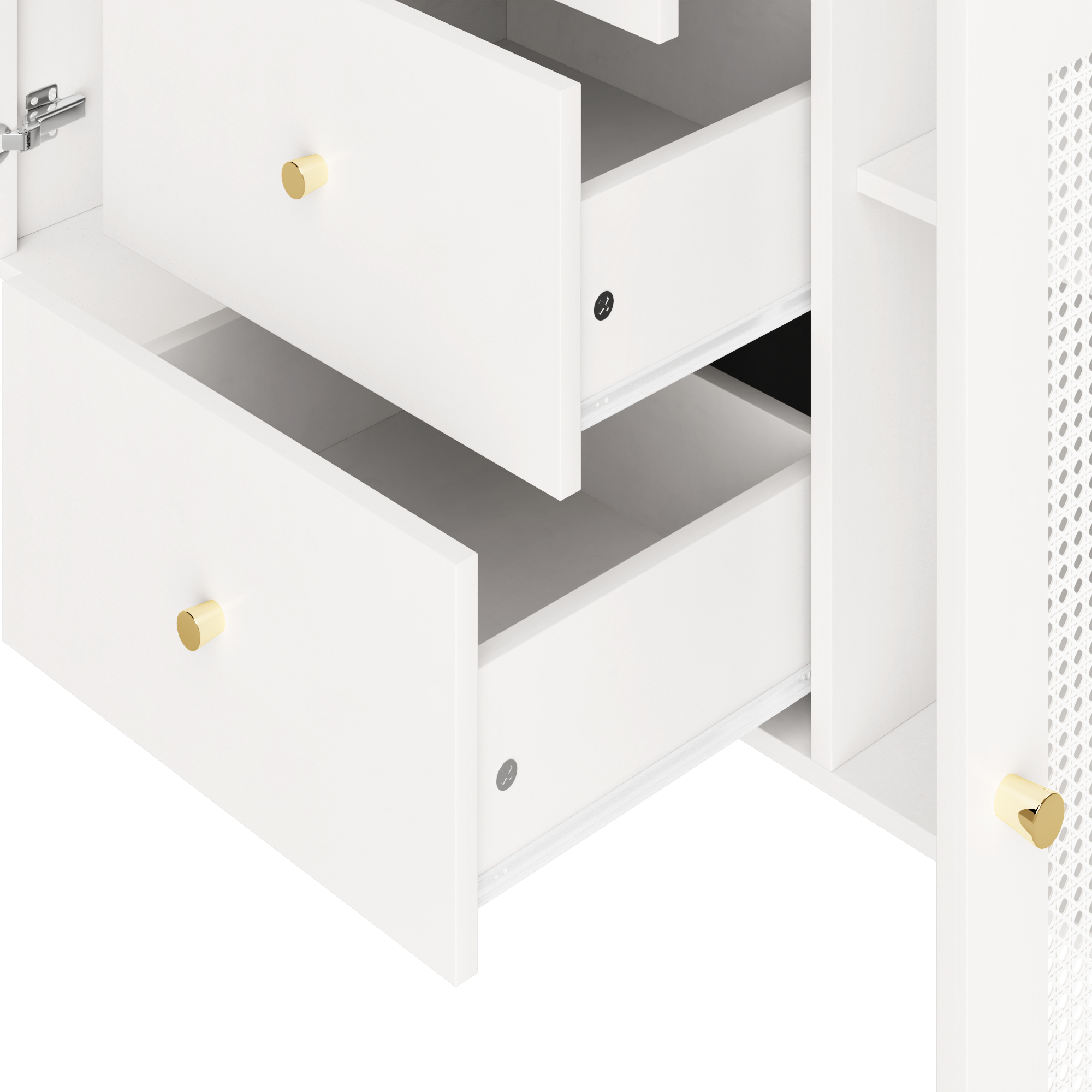 Logidon dressoir met rotan deuren wit 120 x 40 x 90 cm