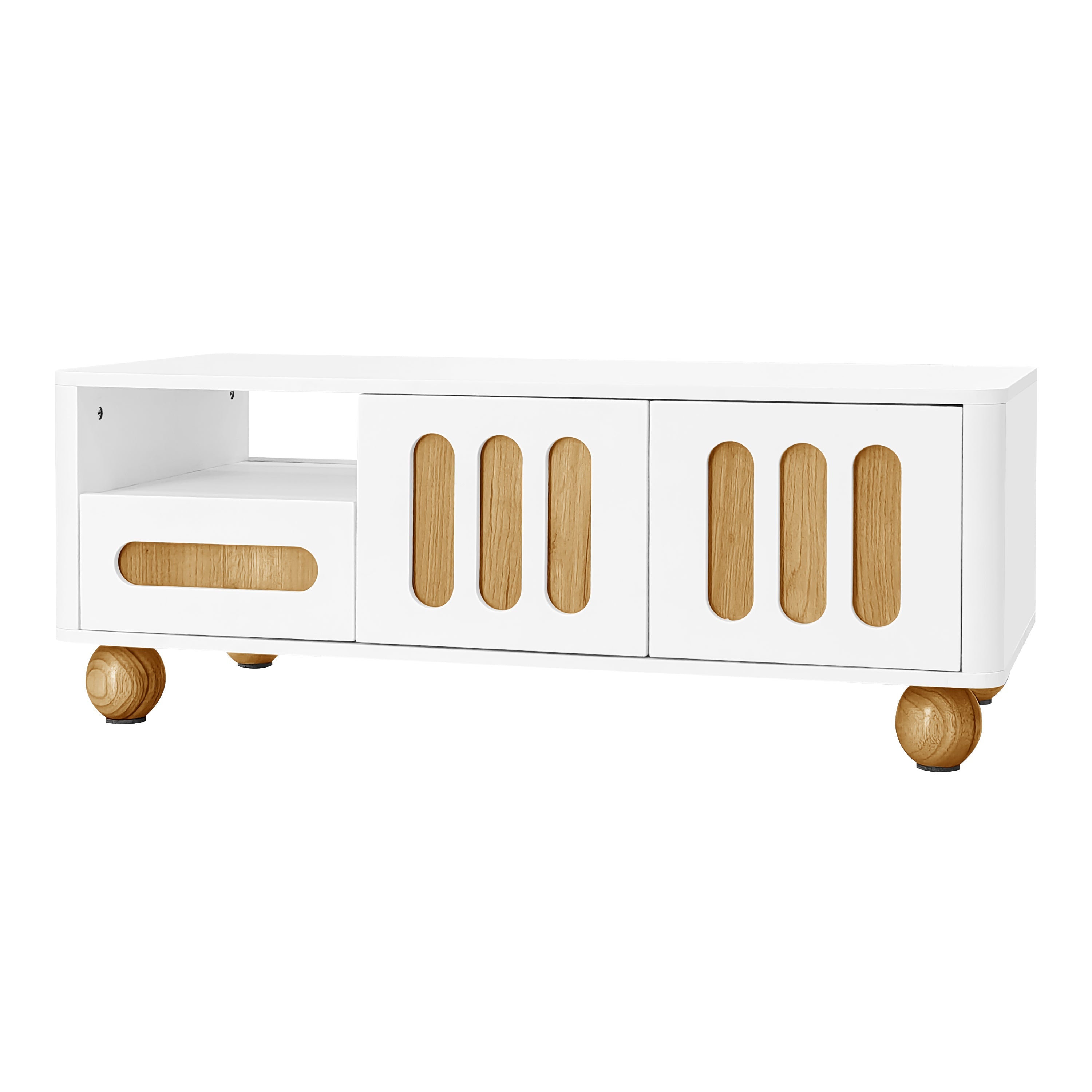 Logidon Moderne Salontafel 105x50x40 Cm Wit Houtlook LED Verlichting