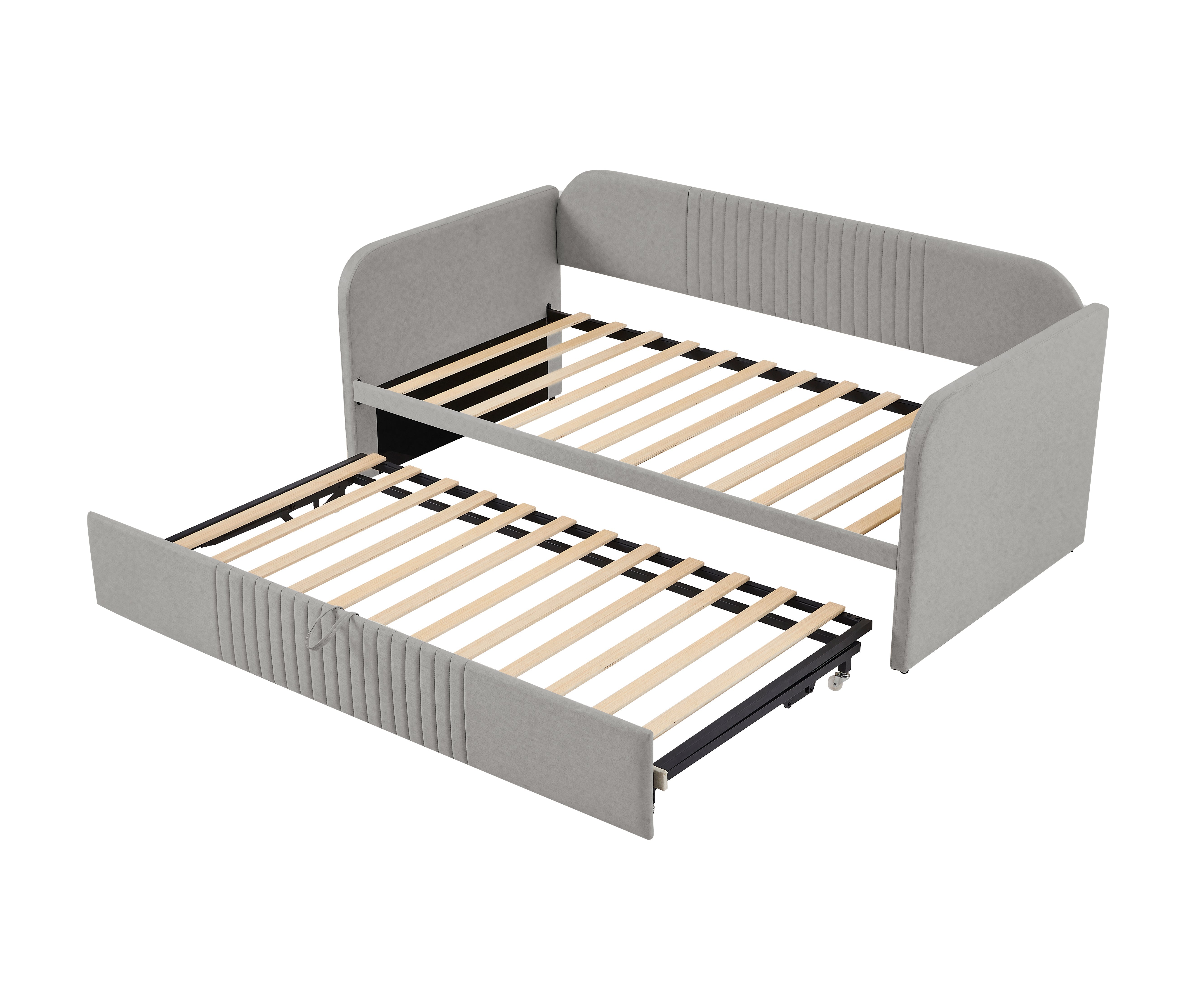 Logidon gestoffeerd bed slaapbank 90/180x190 cm lichtgrijs