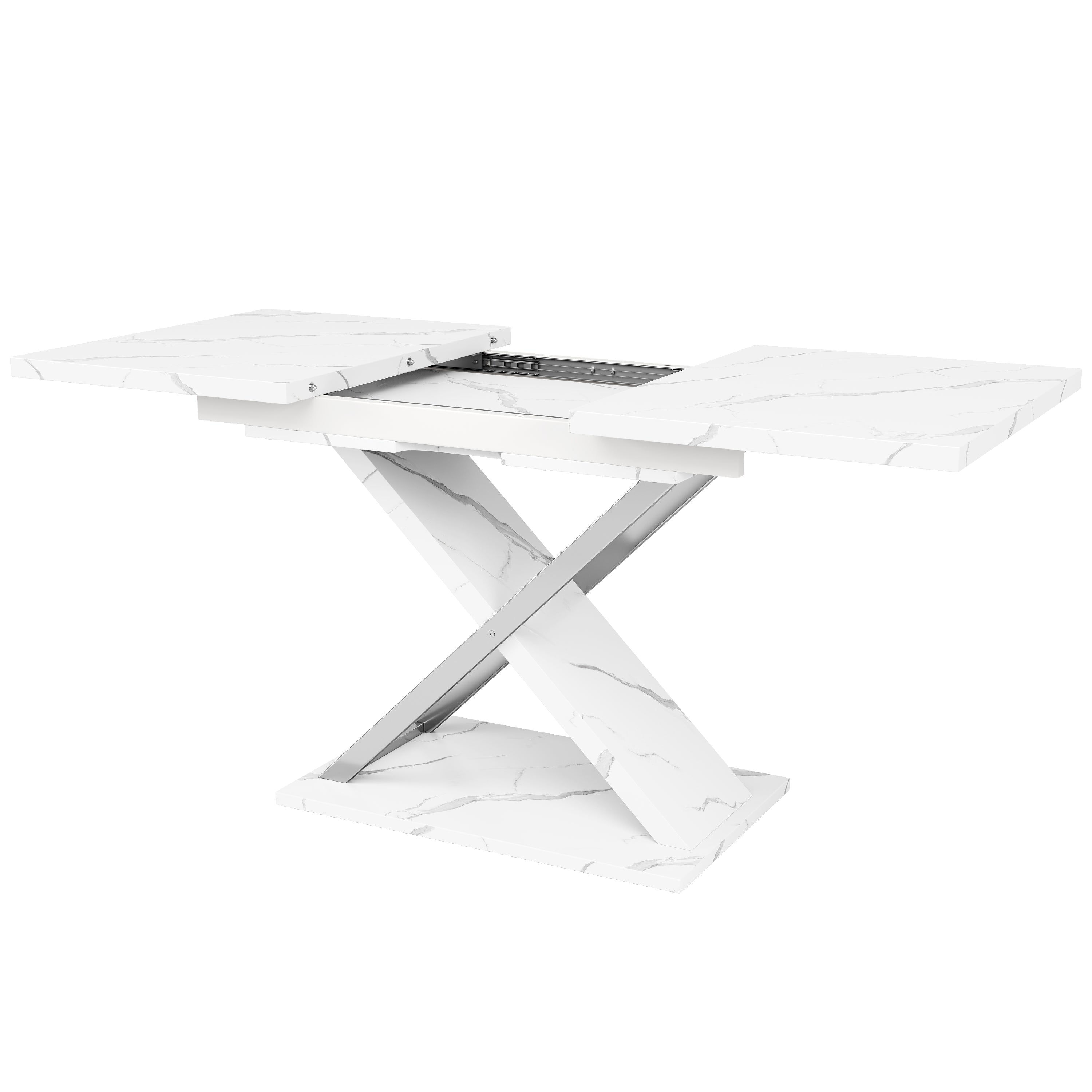 Logidon Uitschuifbare eettafel wit 118-157 cm met gekruiste poten