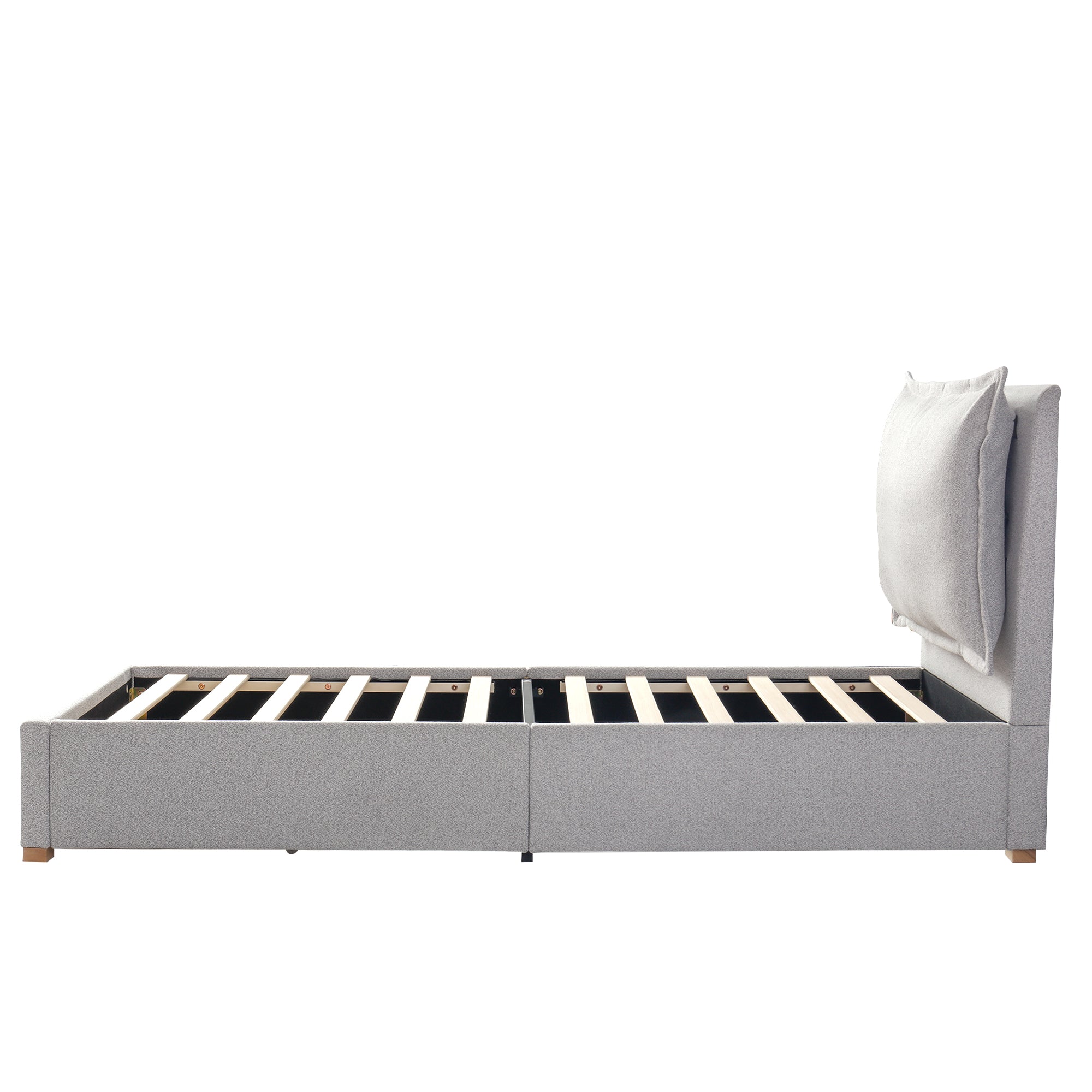 Logidon gestoffeerd bed 90x200 cm functioneel bed grote lade grijze chenille