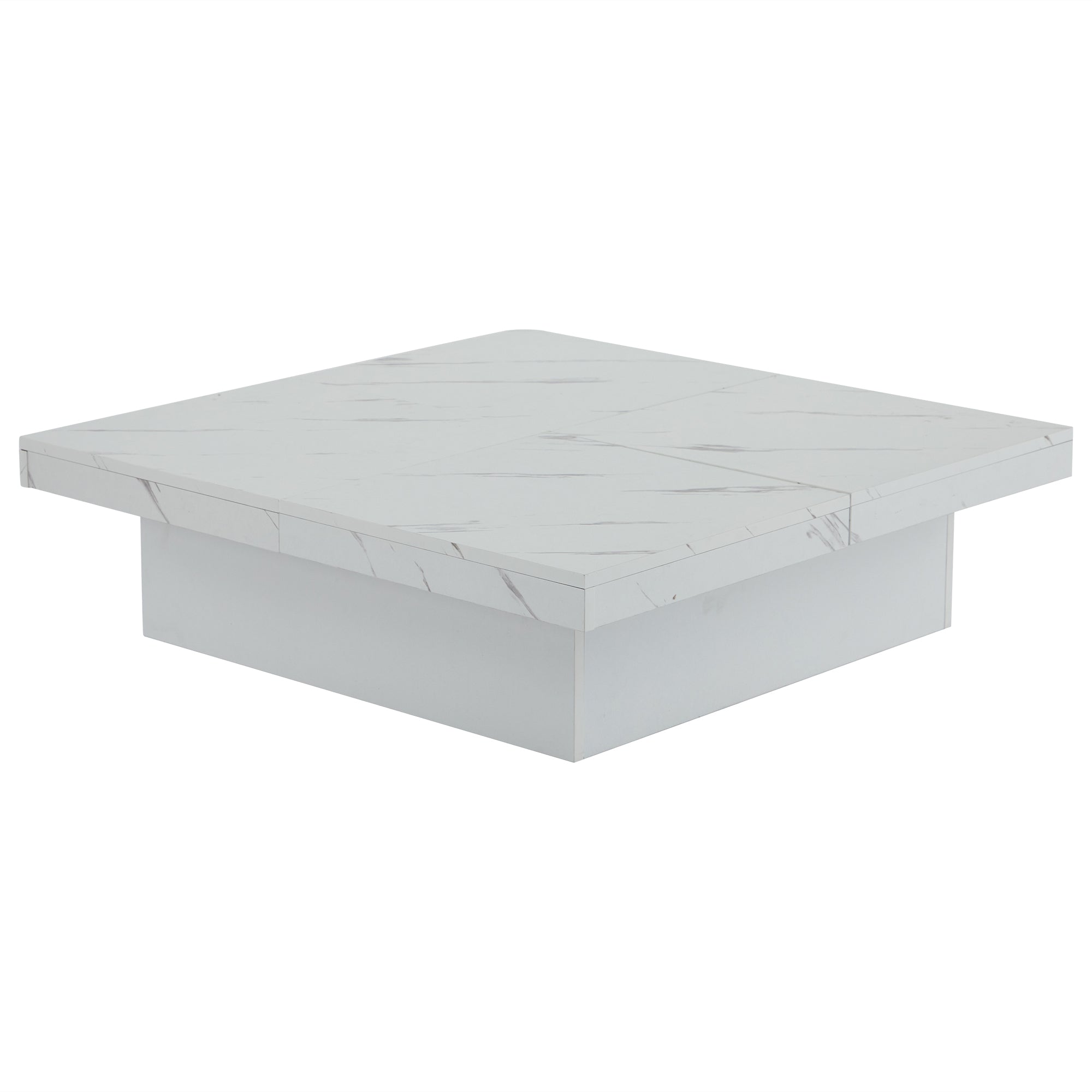 Logidon vierkante salontafel wit marmerlook 90x90x25 cm met lades