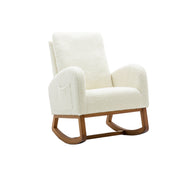 Logidon Fluwelen Witte Schommelstoel Mid Century Modern Gestoffeerd