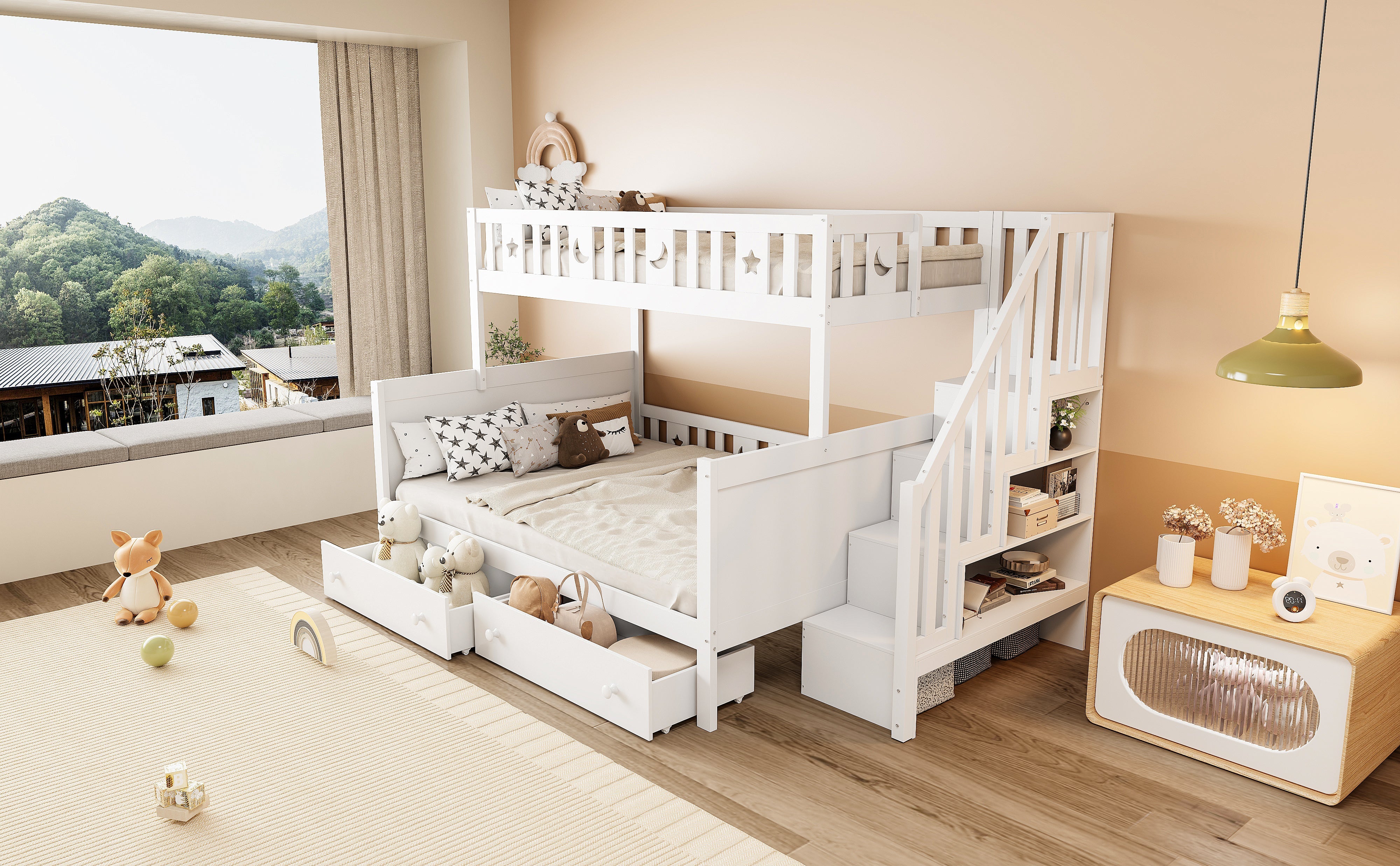 Logidon kinderstapelbed 90x200/140x200 wit met veiligheidstrap