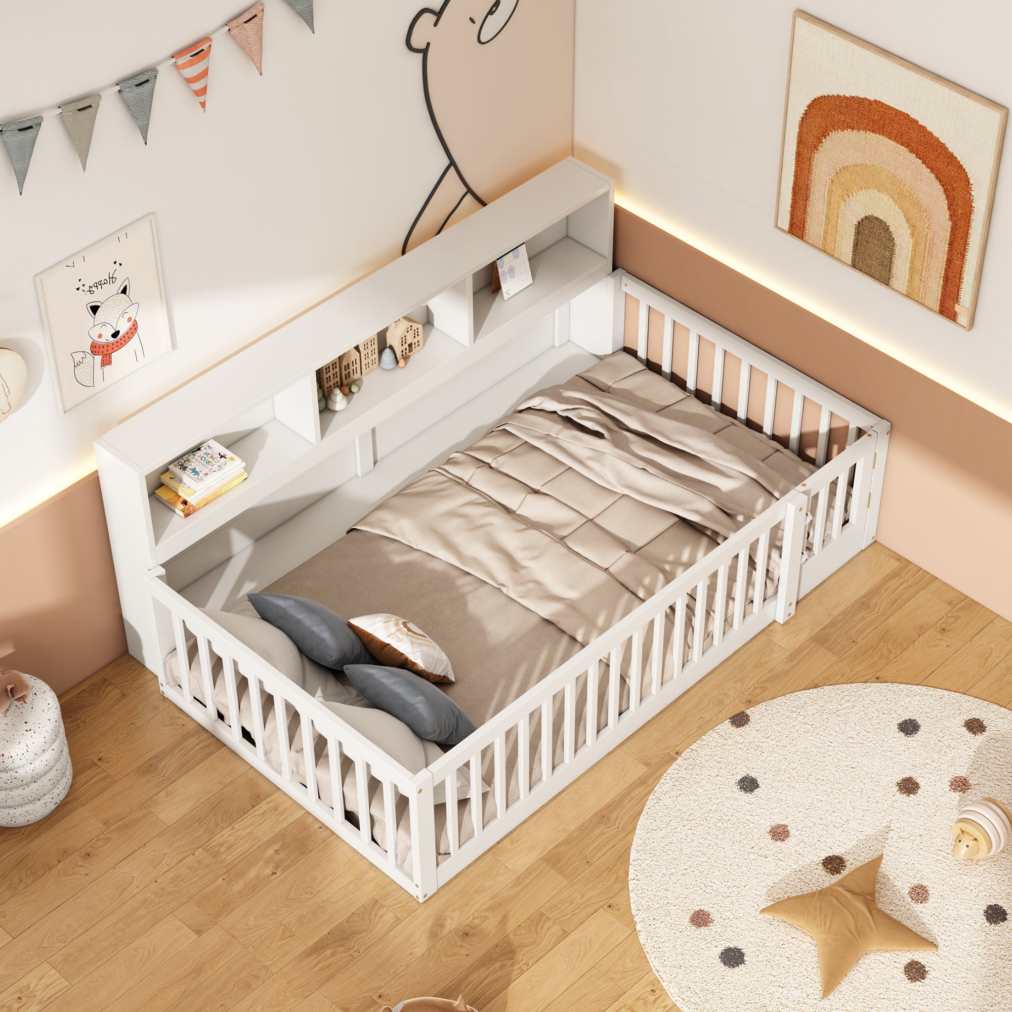 Logidon Daybed 90x200cm witte slaapbank met opbergvak