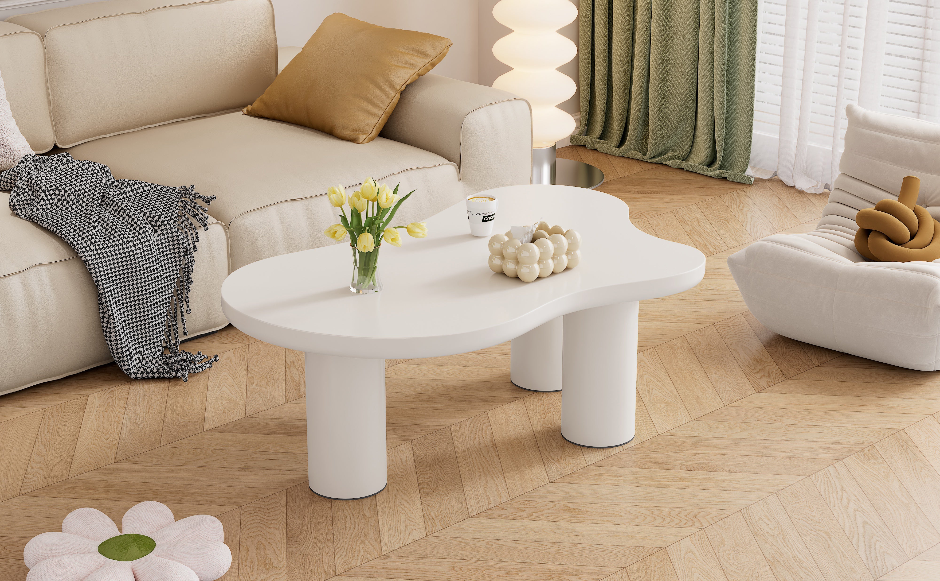 Logidon Wolkvorm salontafel wit MDF blad 107x66 cm