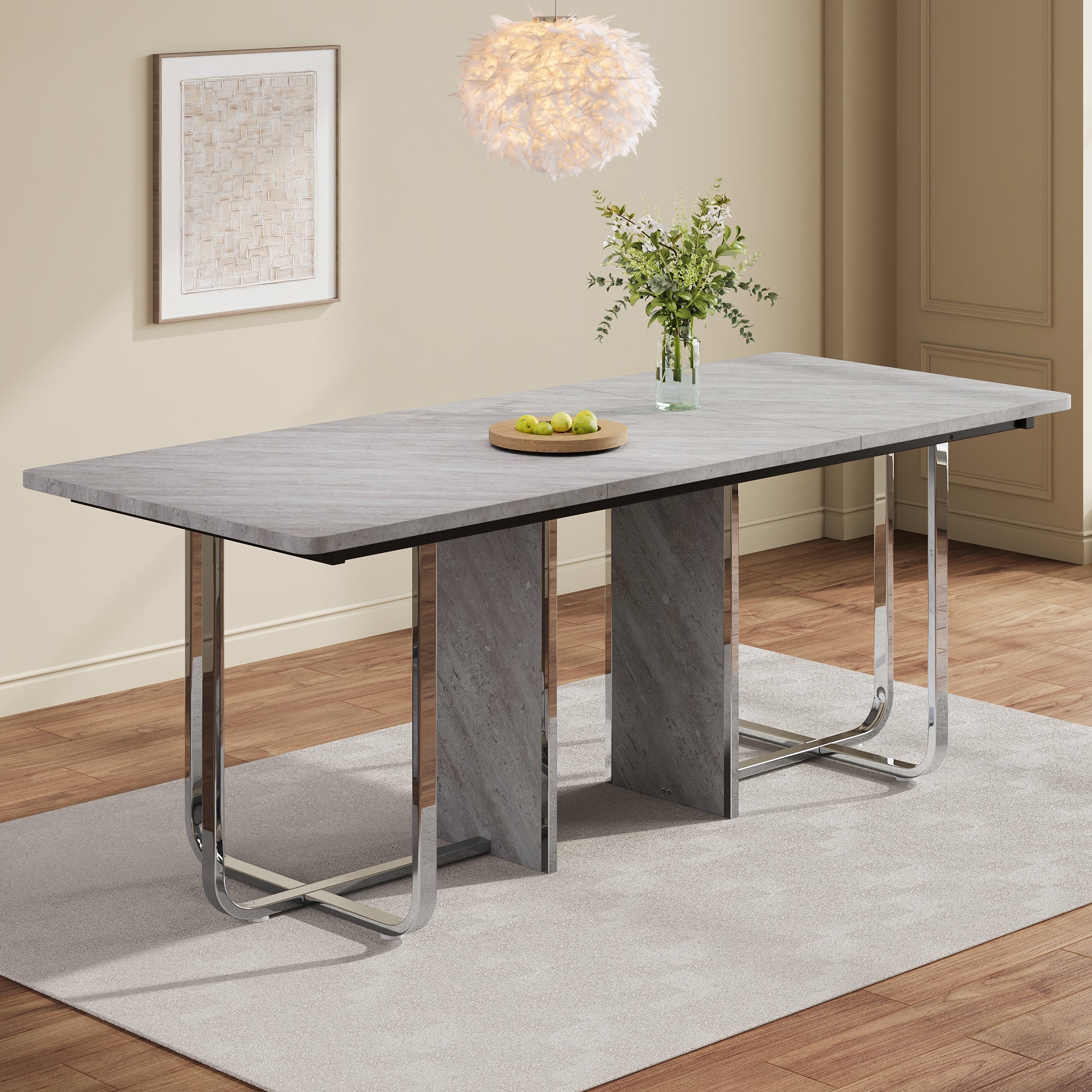 Logidon eettafel 180x80 cm grijs met metalen poten moderne tafel