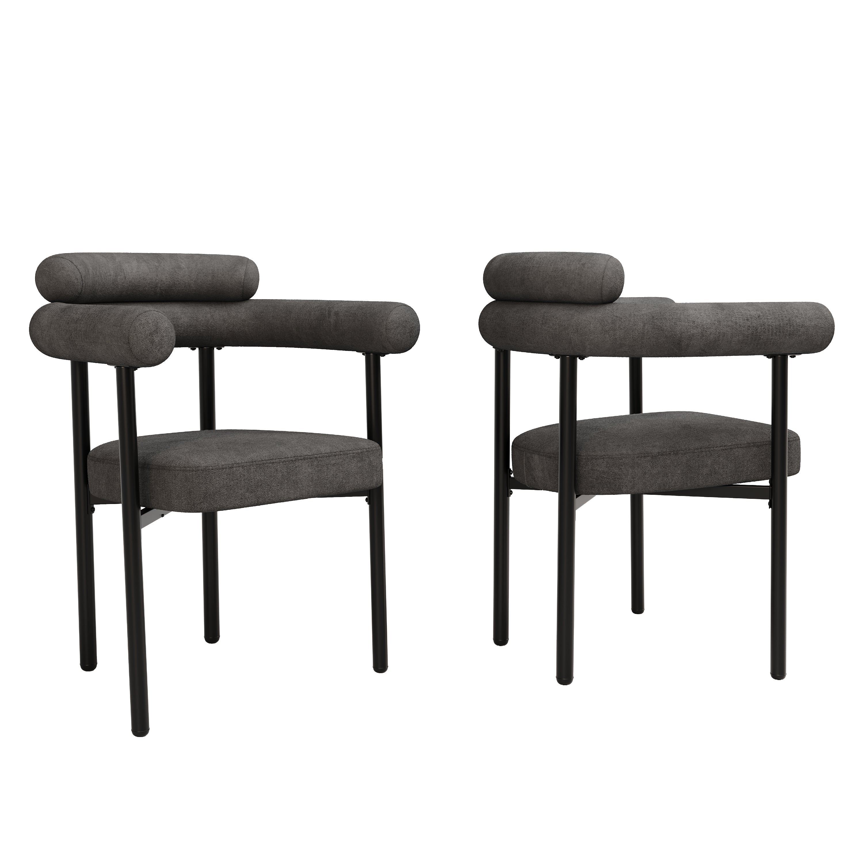 Logidon Set of 2 Dining Chairs Dark Gray Velvet Comfortable