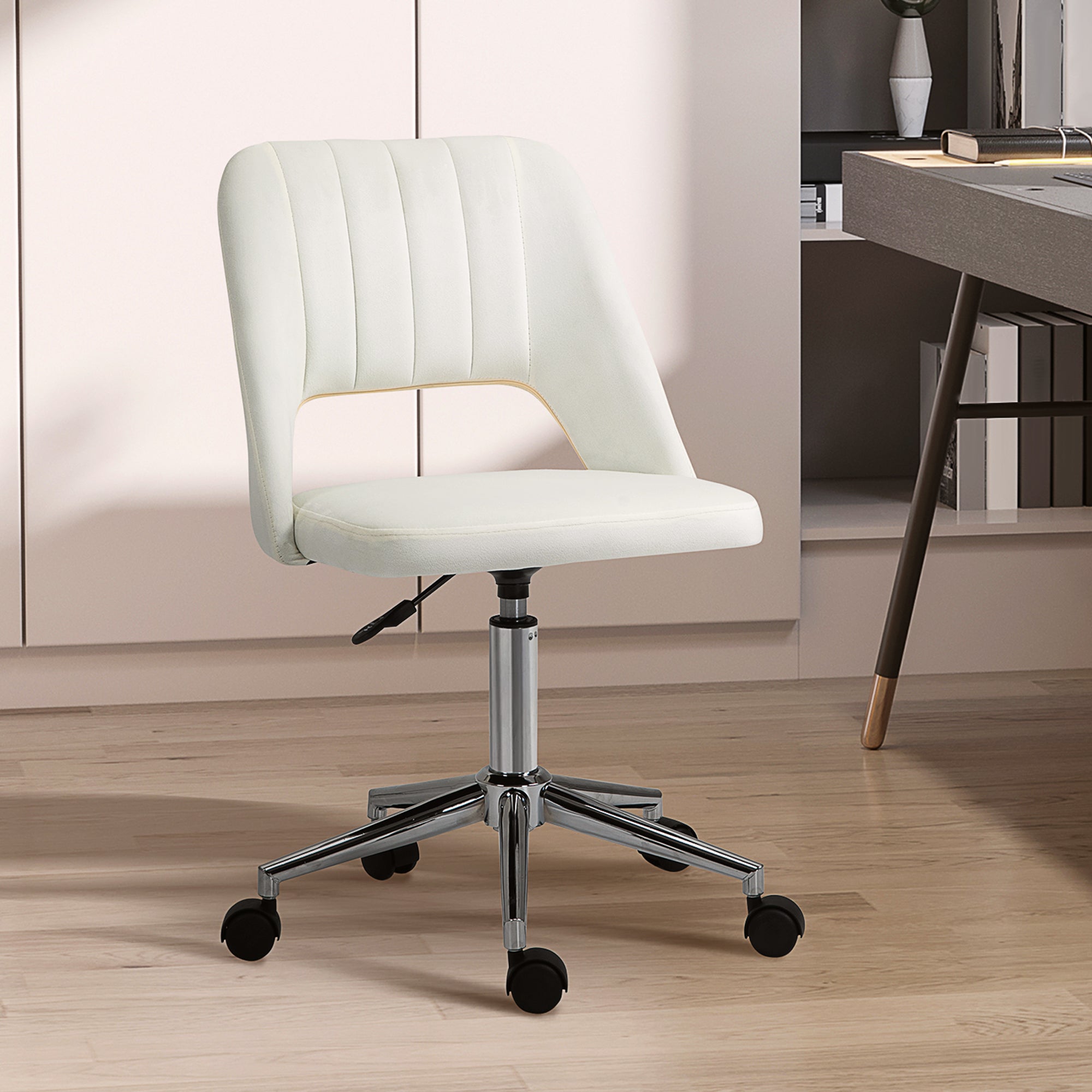 Logidon Vinsetto Draaistoel Beige Stof Ergonomisch In Hoogte Verstelbaar