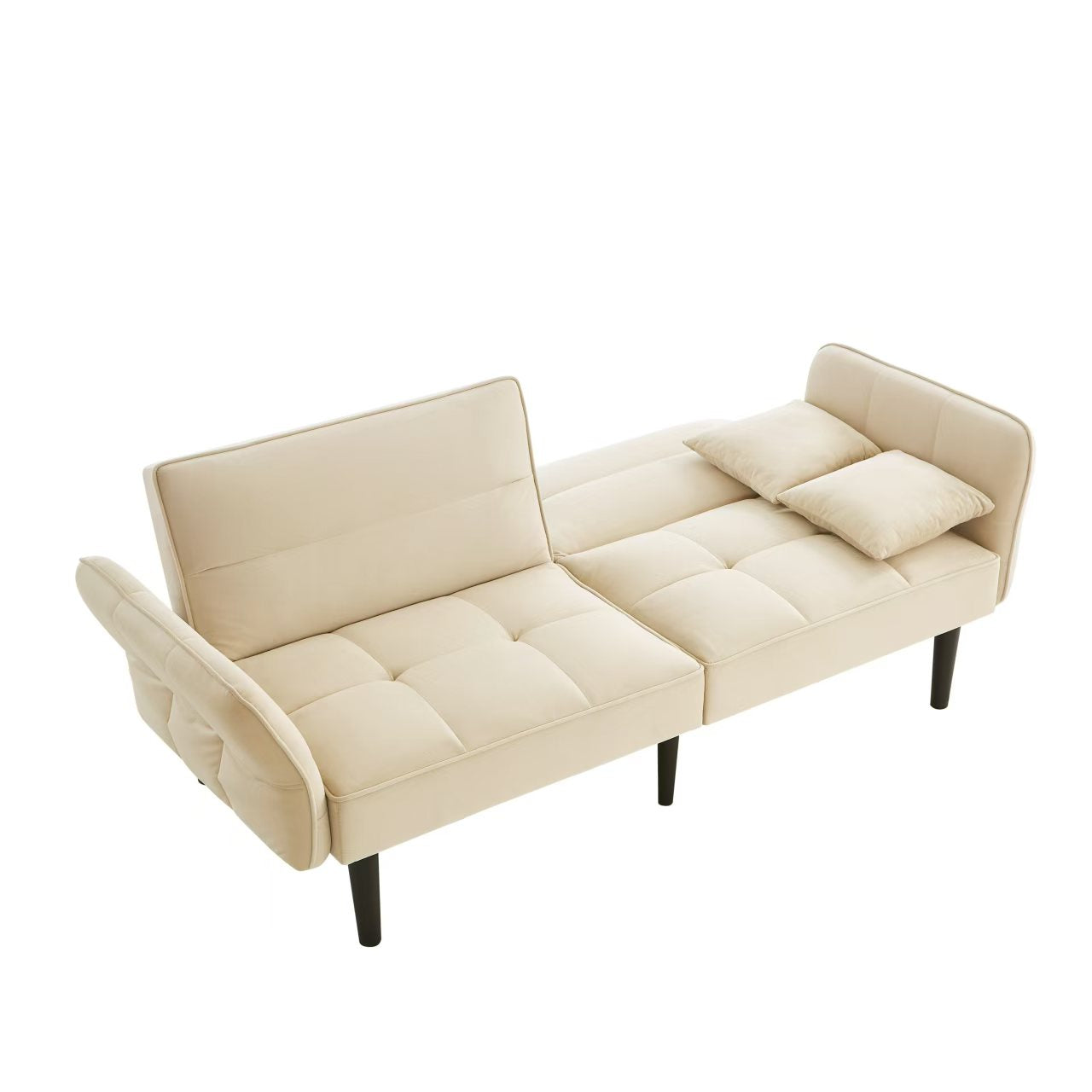 Logidon 2-in-1 slaapbank beige fluwelen hoes verstelbare tweezits