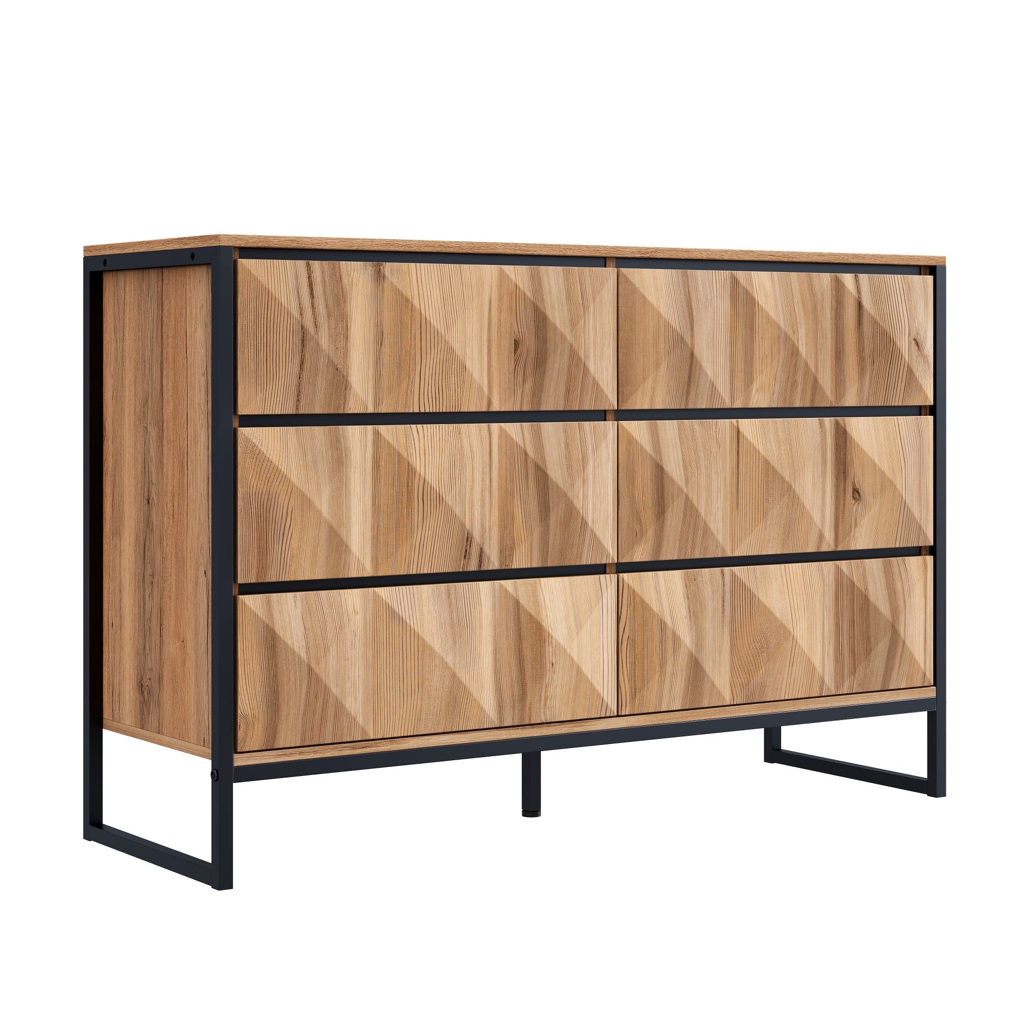 Logidon dressoir 120x40x80 zwart houtlook 6 lades