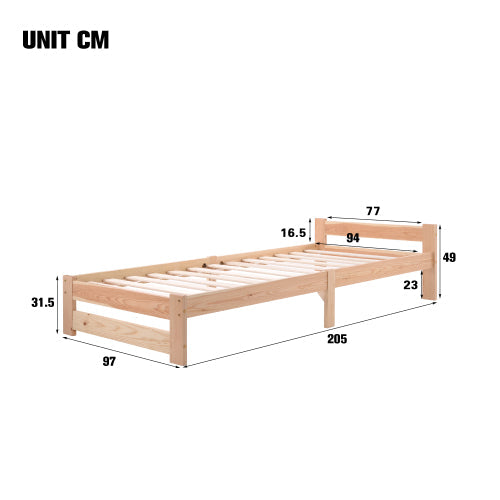 Logidon massief houten futonbed naturel 200x90 hoofdeinde lattenbodem