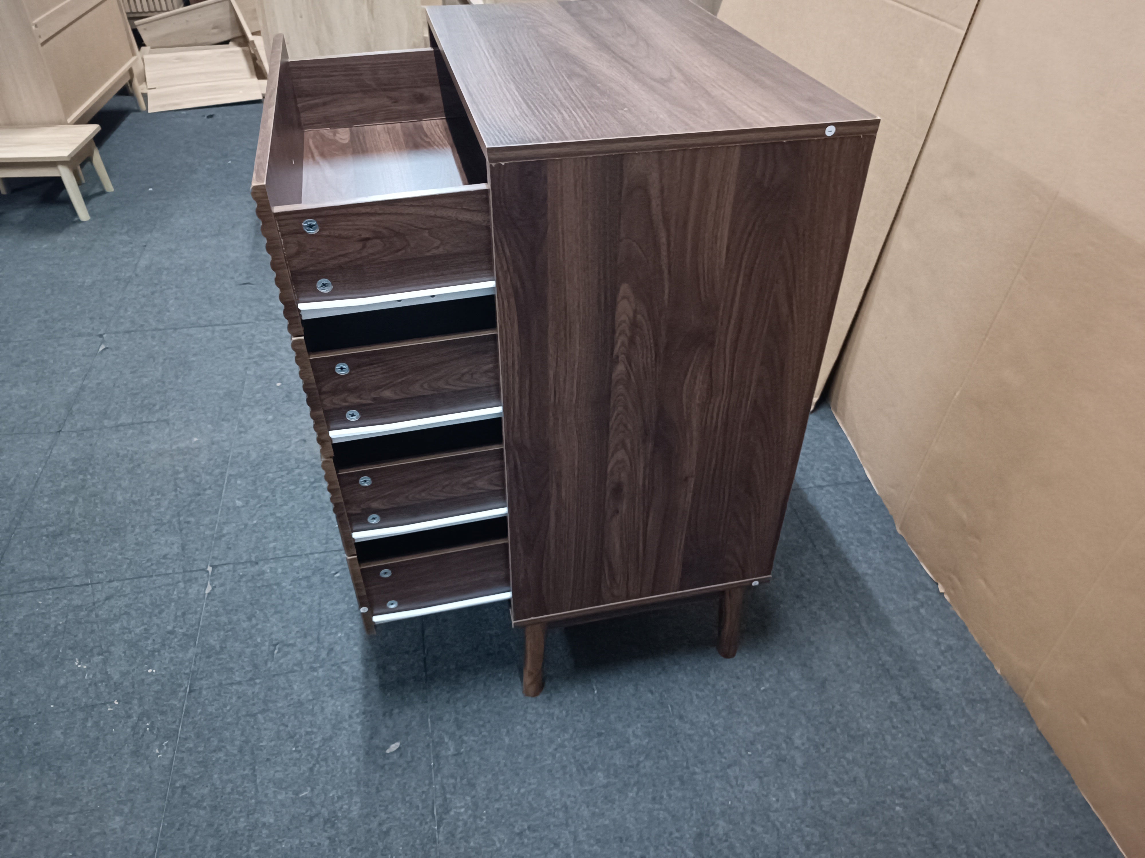 Logidon Notenhouten ladekast 60x40x90 cm met 4 lades