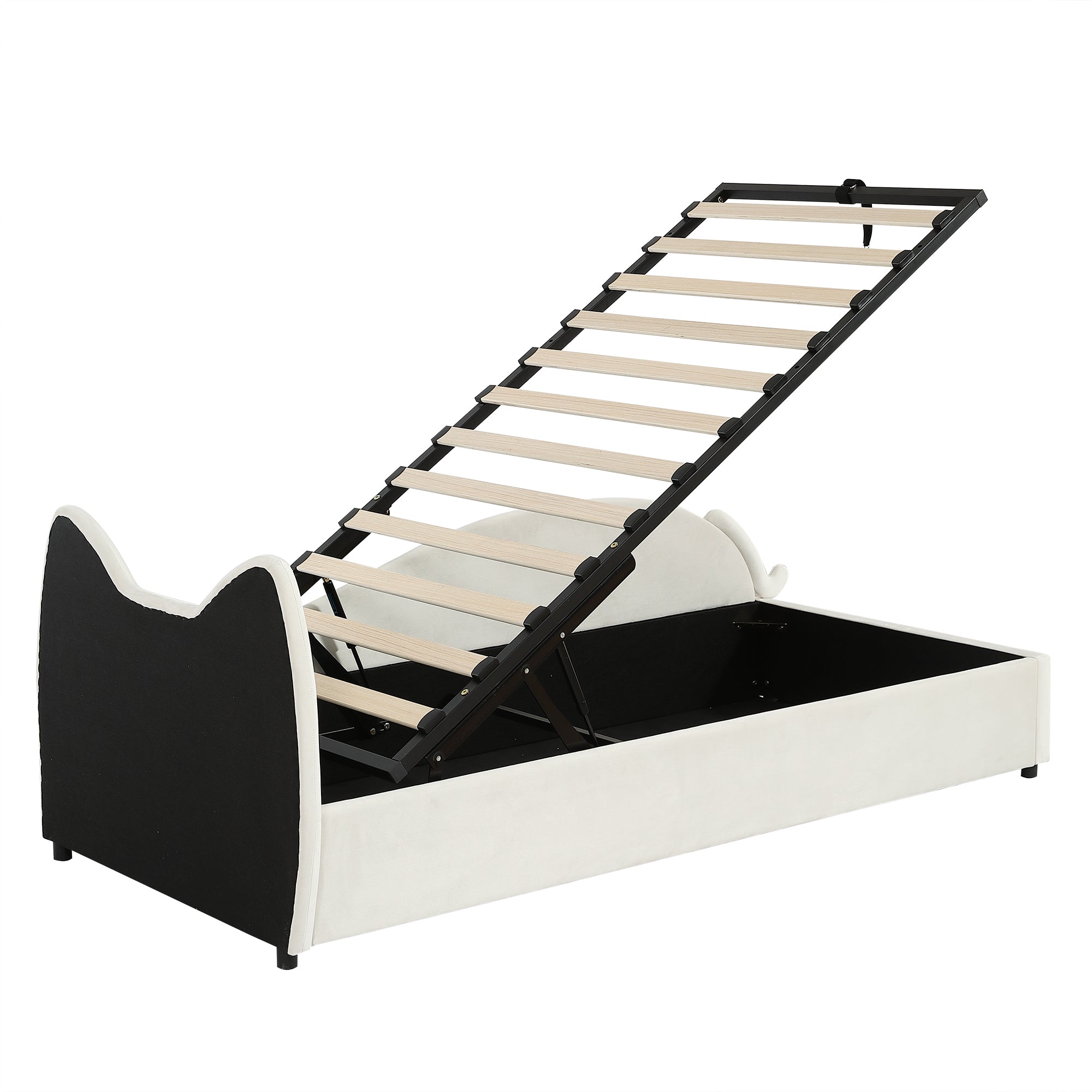 Logidon gestoffeerd bed 90x200 beige cat design hydraulische opbergruimte