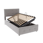 Logidon gestoffeerd bed 90x200 cm grijs fluweel met hydraulische opbergruimte