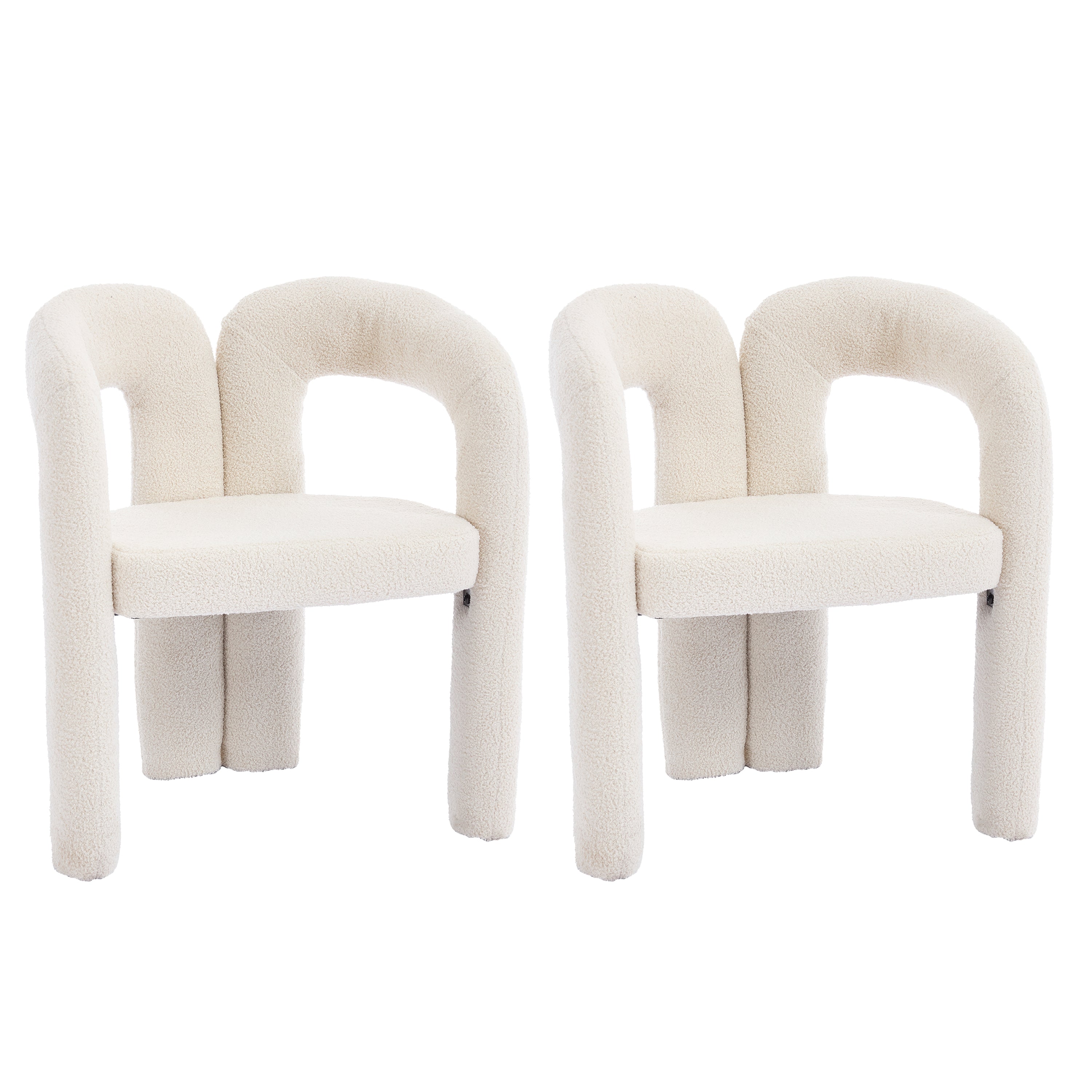 Logidon Premium Ergonomische Fauteuil Teddy Fluweel Beige Set 2