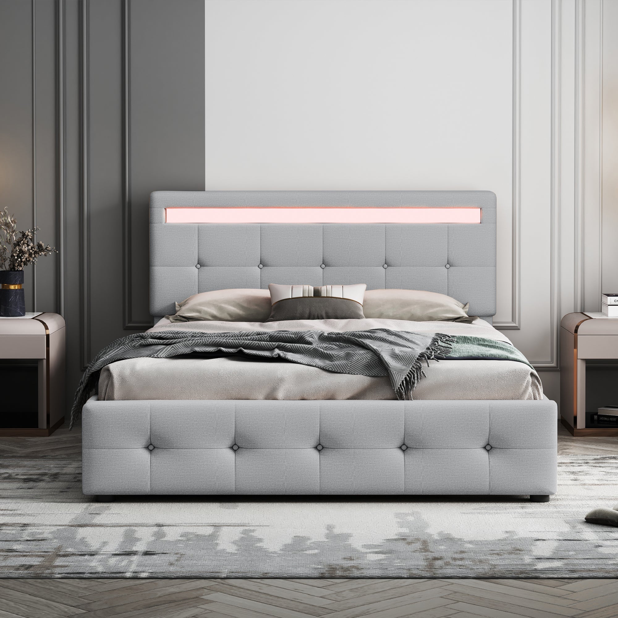 Logidon gestoffeerd bed 140x200 cm met LED hoofdbord en bedkast
