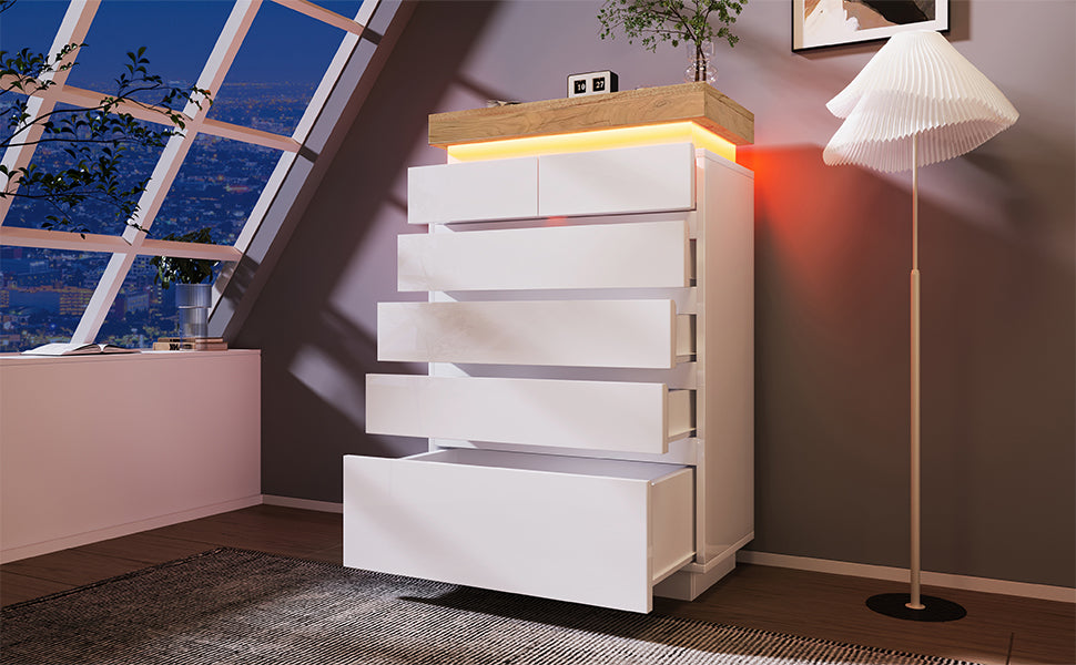 Logidon sideboard 6 drawers white 115x73x39 cm LED app control