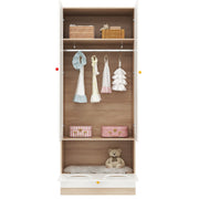 Logidon kinderkledingkast wit naturel hout met kattenmand 80x50x200cm